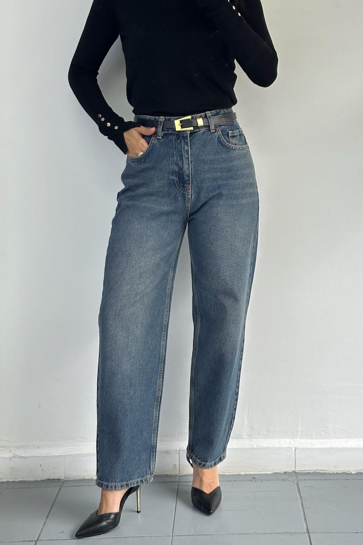 %100 Pamuk Tintli Mom Jean