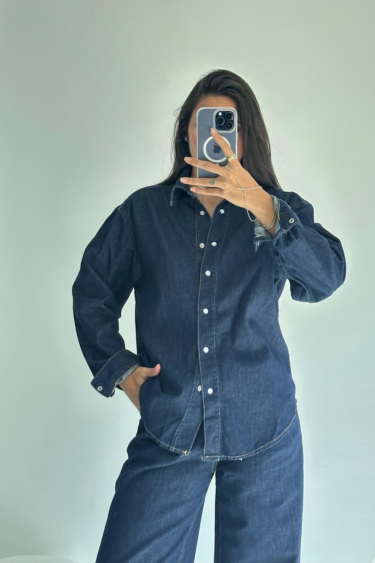 Lacivert Denim Takım