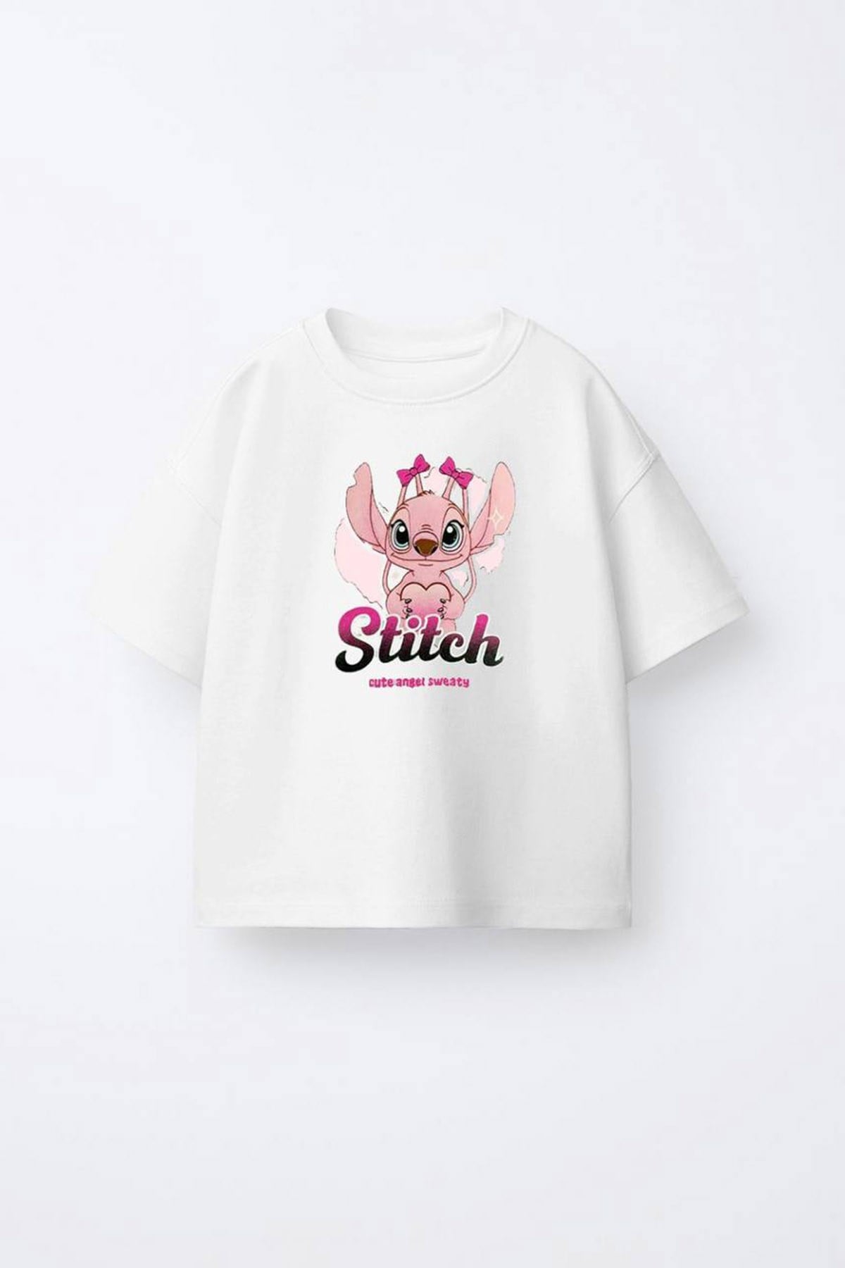 Stitch Baskılı Beyaz Tshirt