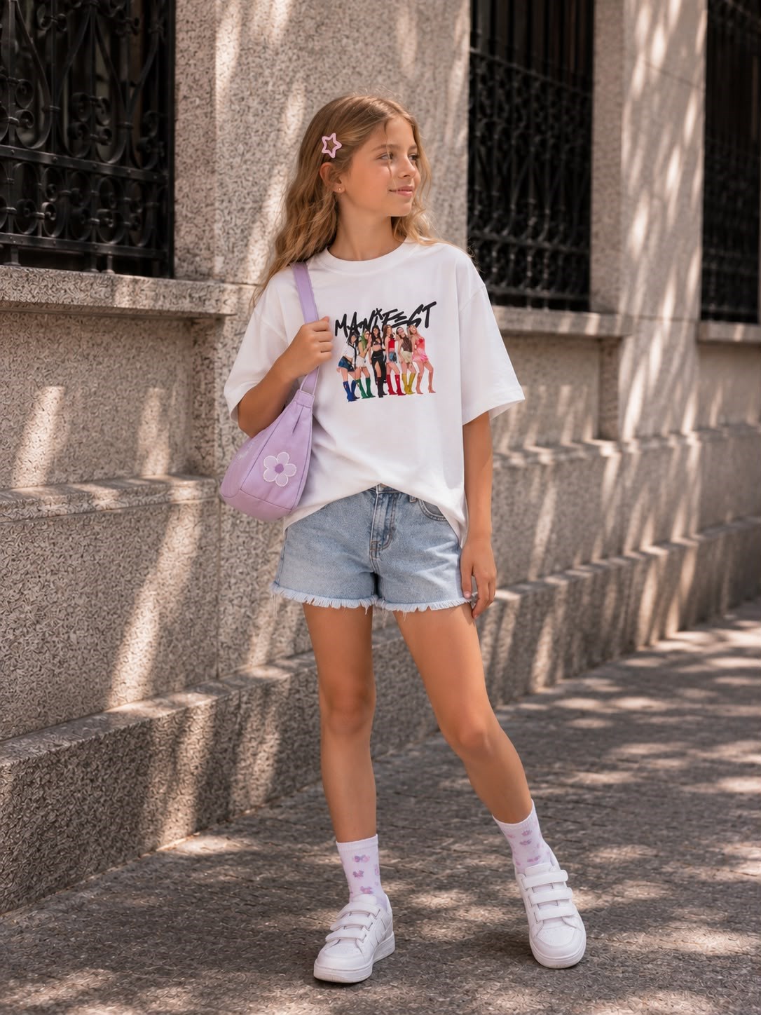 Manifest Baskı Ekru Tshirt