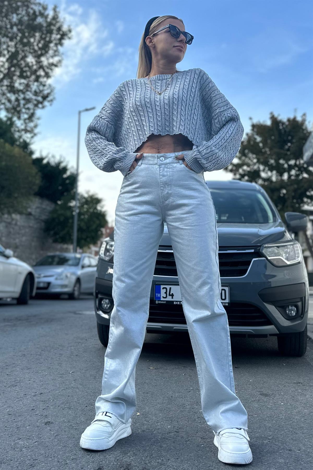 Gri Varaklı Straight Kesim JeanJEAN