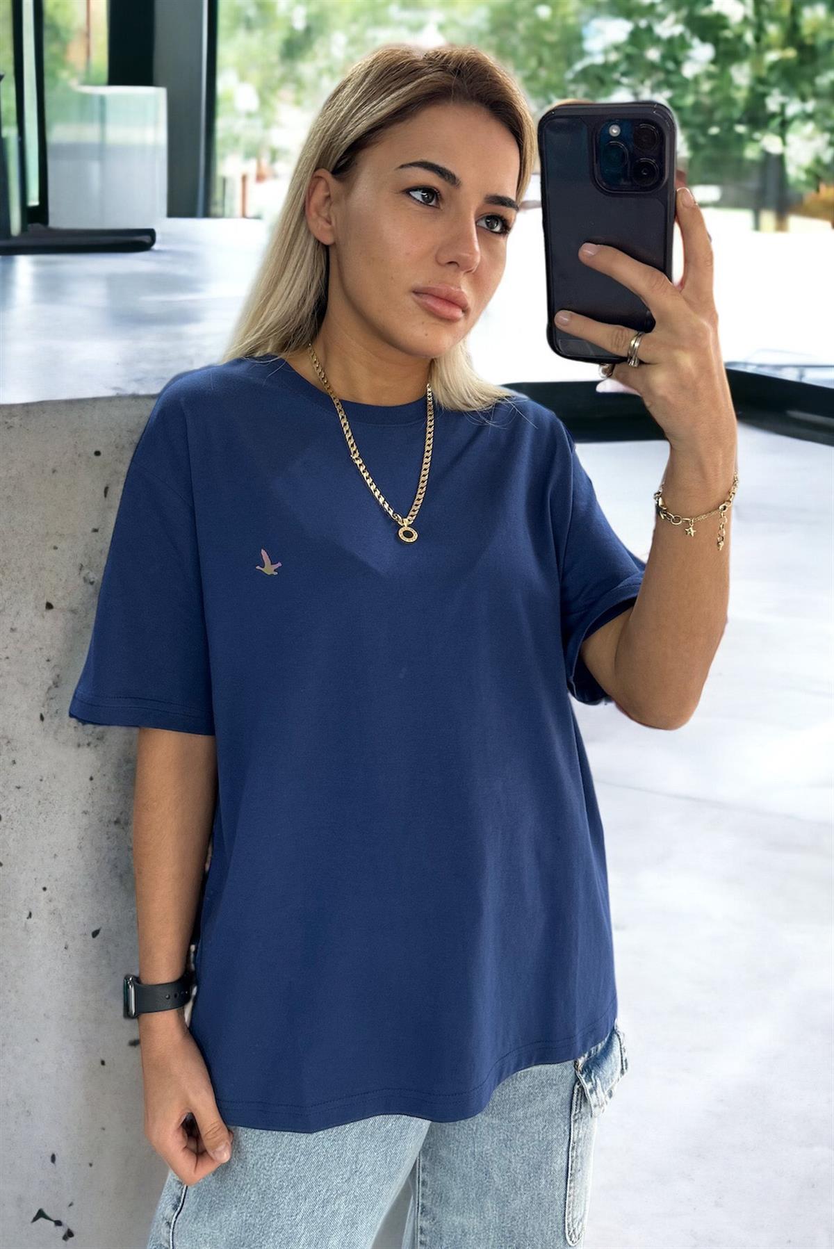 Kuşlu Lacivert TshirtTSHİRT
