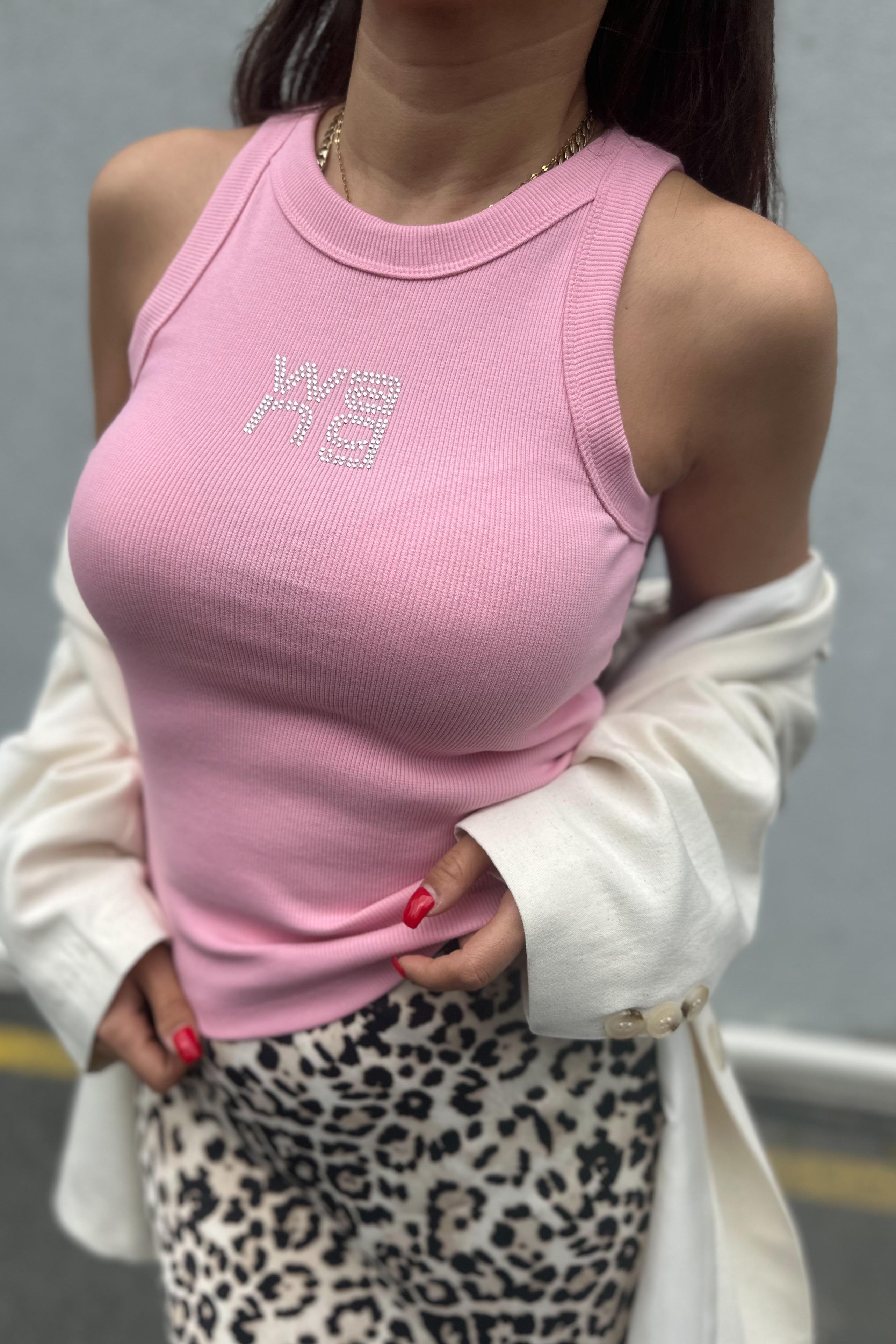 Taşlı Logolu Pembe Kaşkorse AtletBLUZ