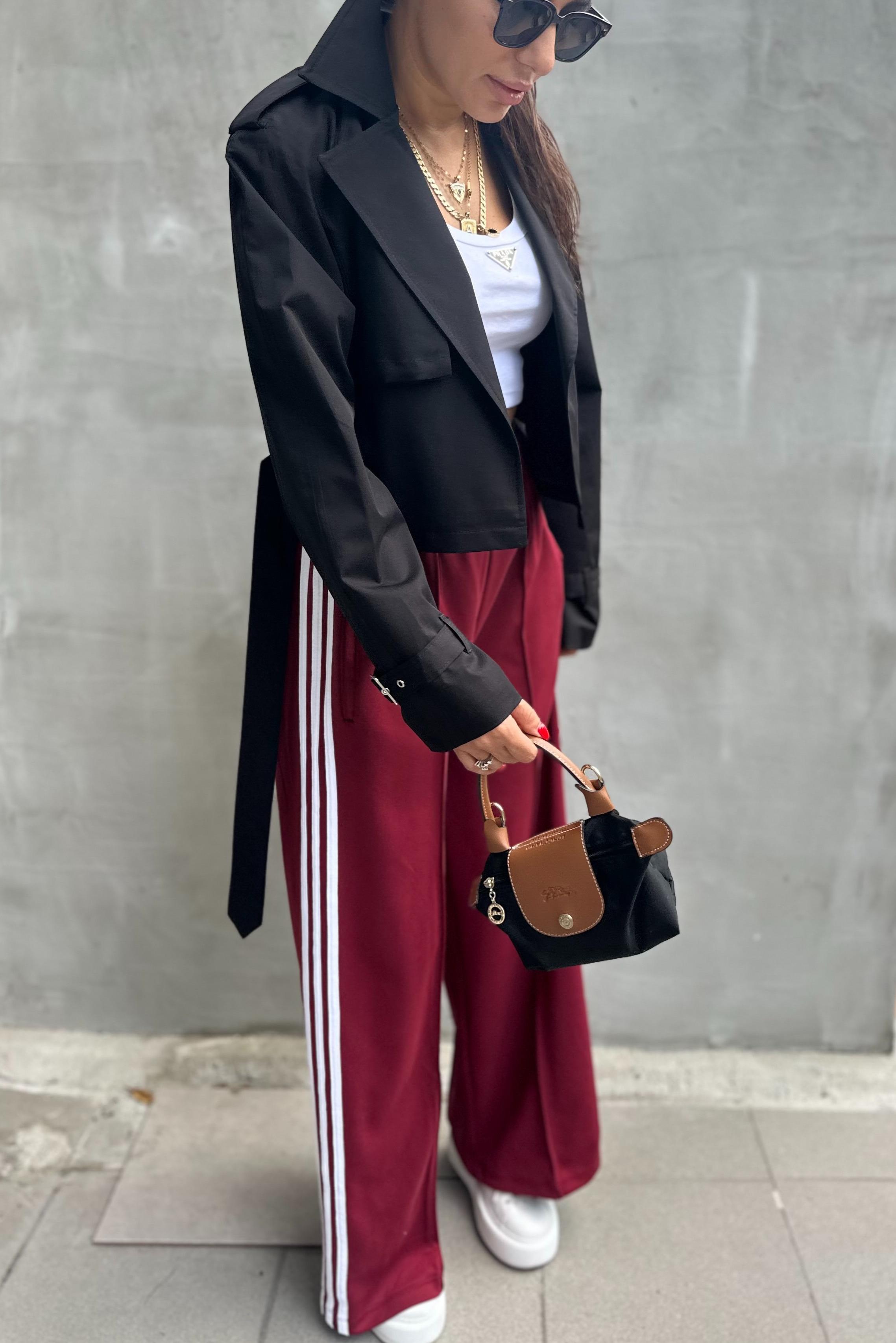 Yanları Şeritli Bordo Eşofman AltıEŞOFMAN