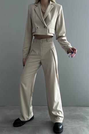 Taş Crop Ceket Pantolon TakımTAKIMLAR