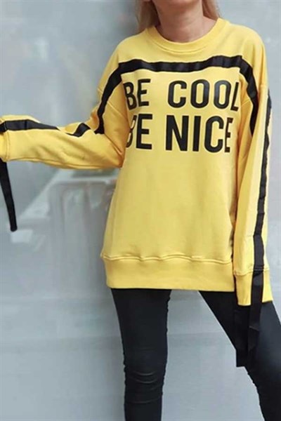 Be Cool Kolu İp Detay Sweatshirt
