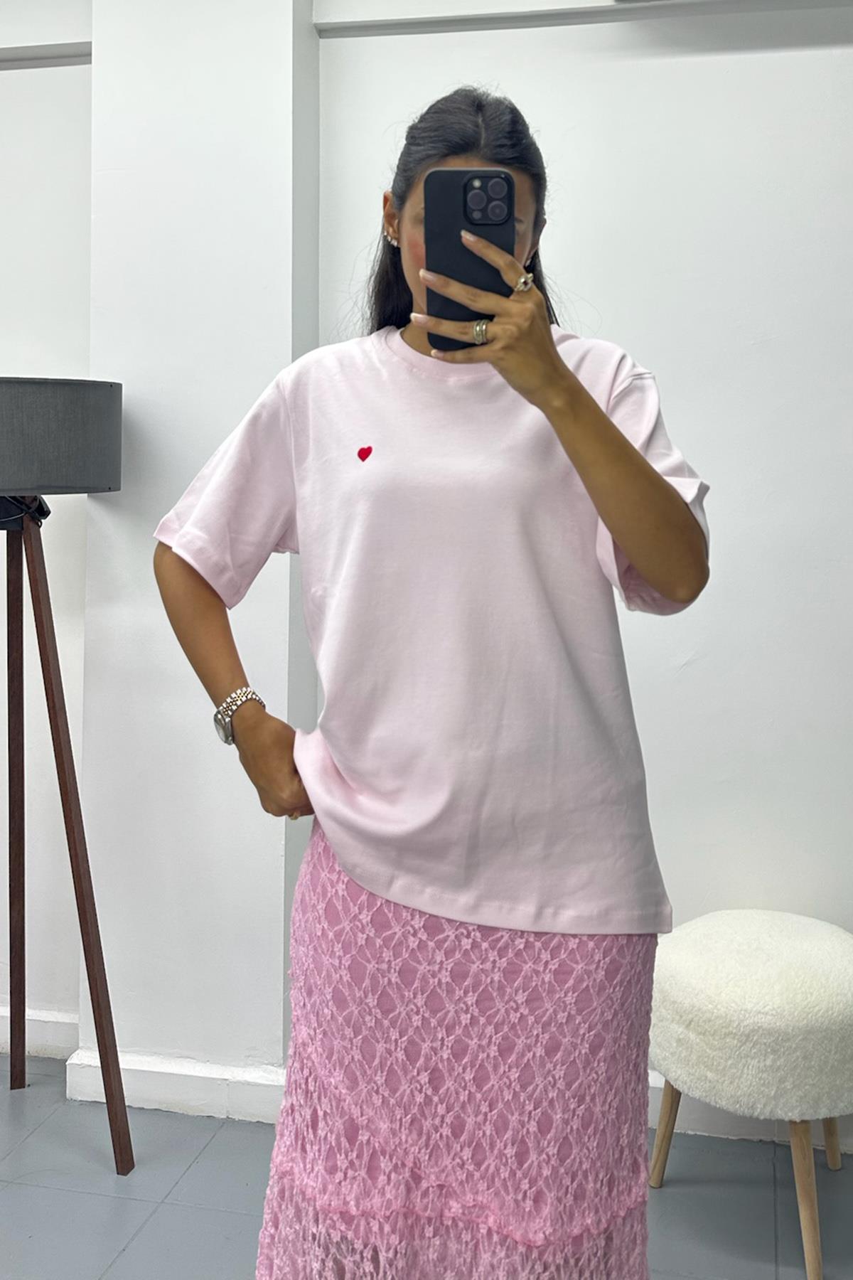 Minik Kalpli Açık Pembe Tshirt