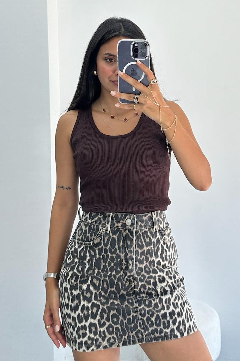 Fitilli Ajurlu Triko Kahve Bluz