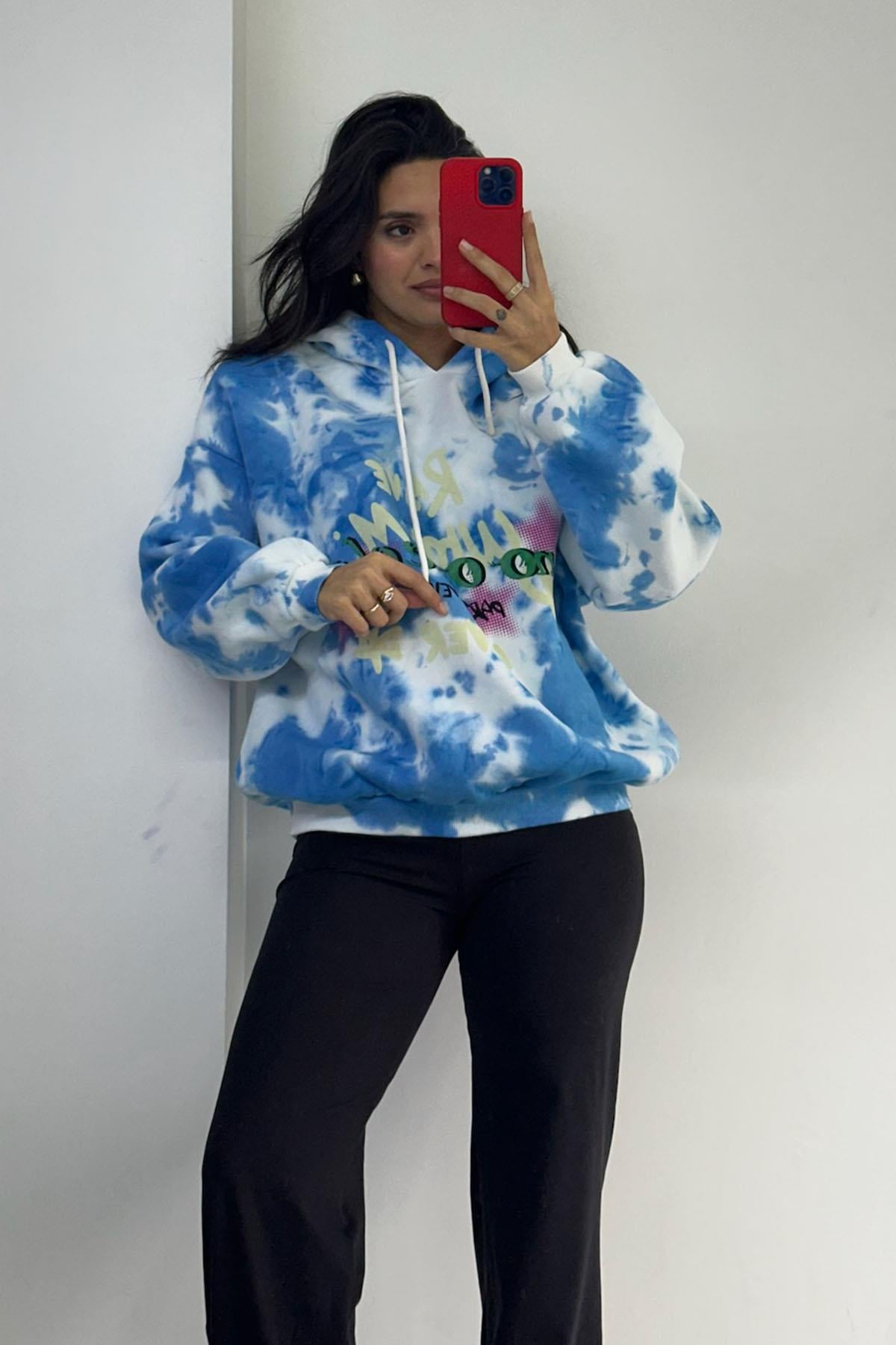 Batik Desen Mavi Sweatshirt