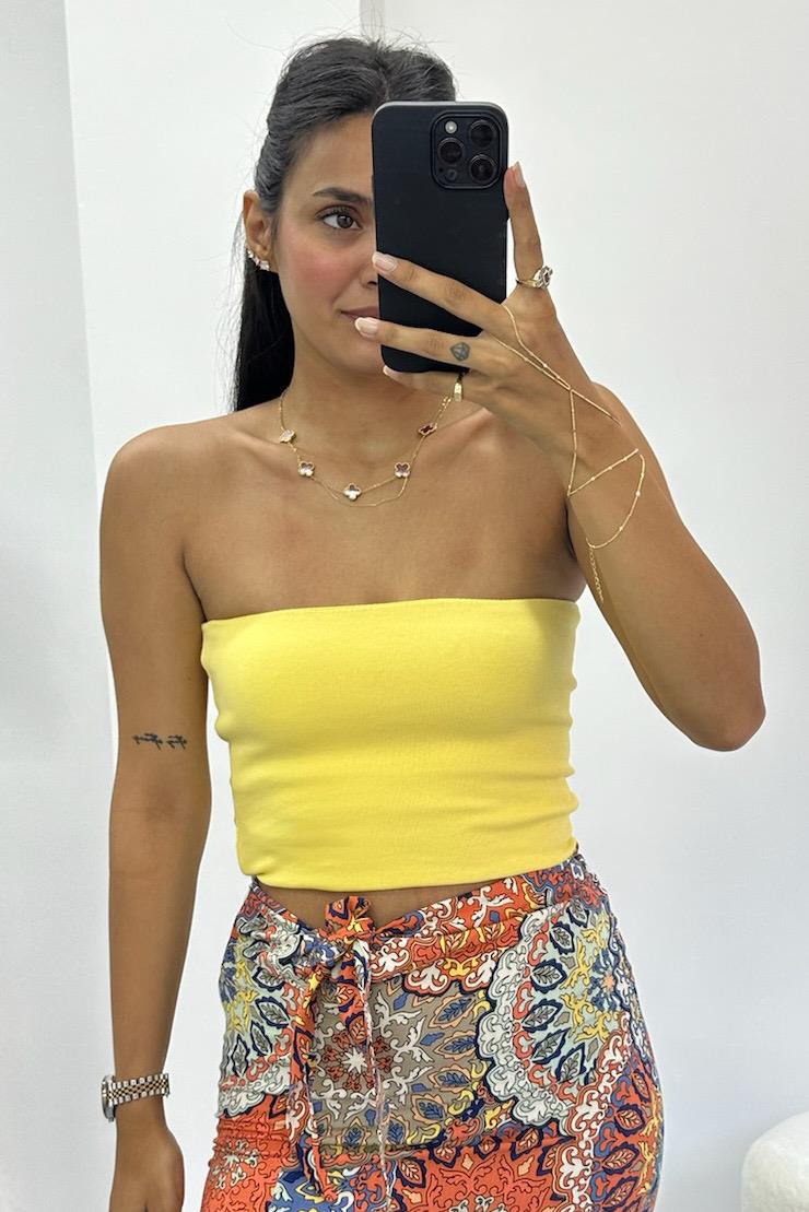 Straplez Basic Sarı Top