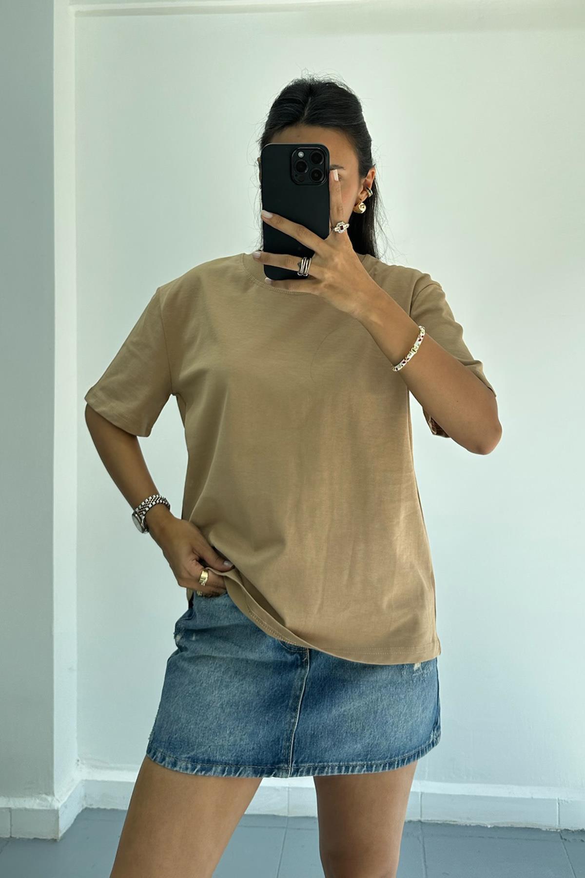 Kalın Yaka Basic Vizon Tshirt