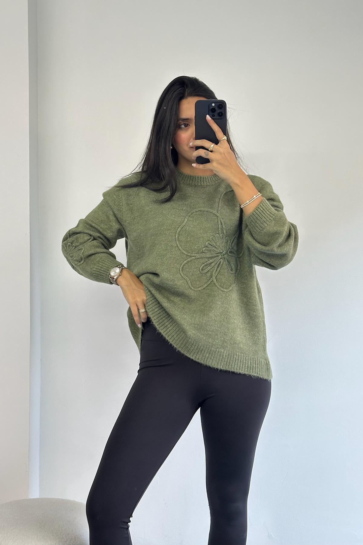 Süzeneli Açık Yeşil Kazak