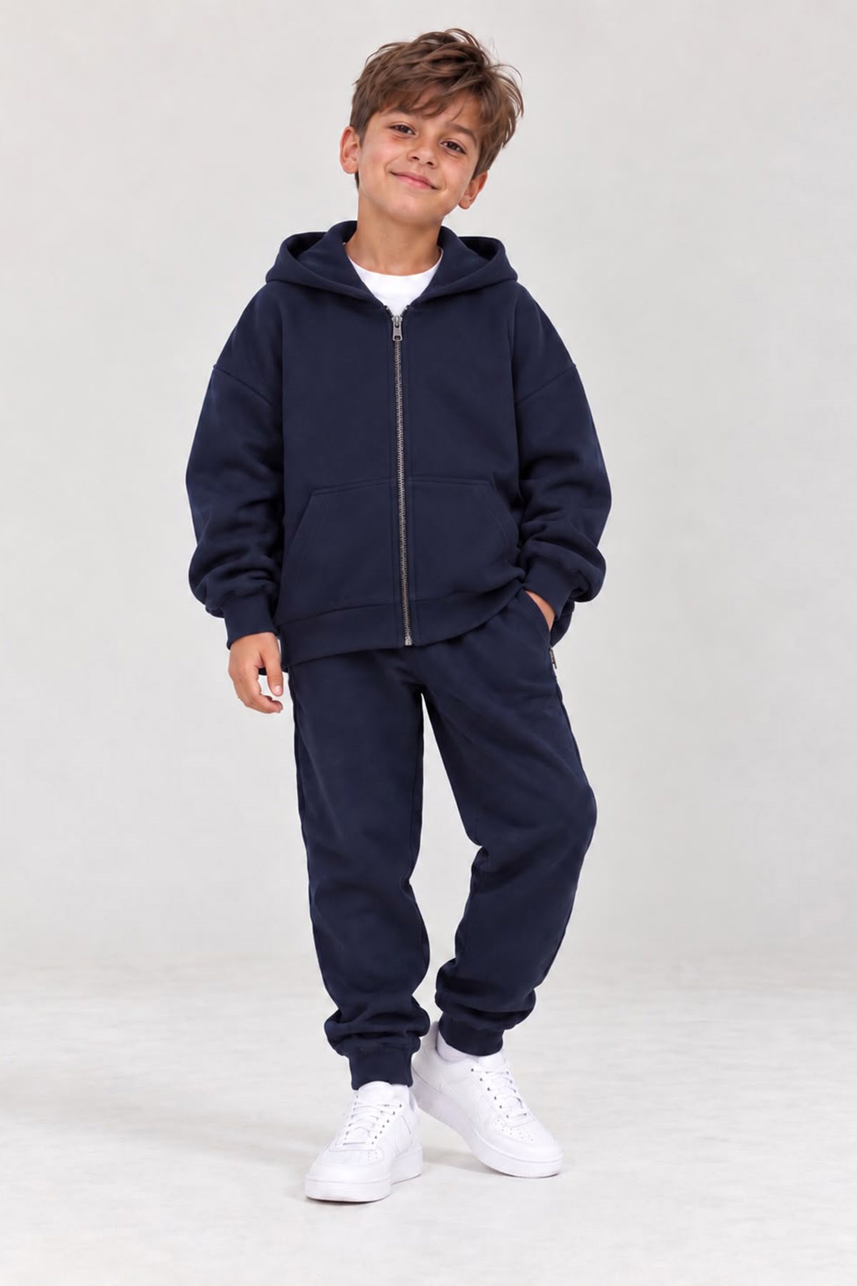 Lacivert Kapüşonlu Çocuk Sweatshirt
