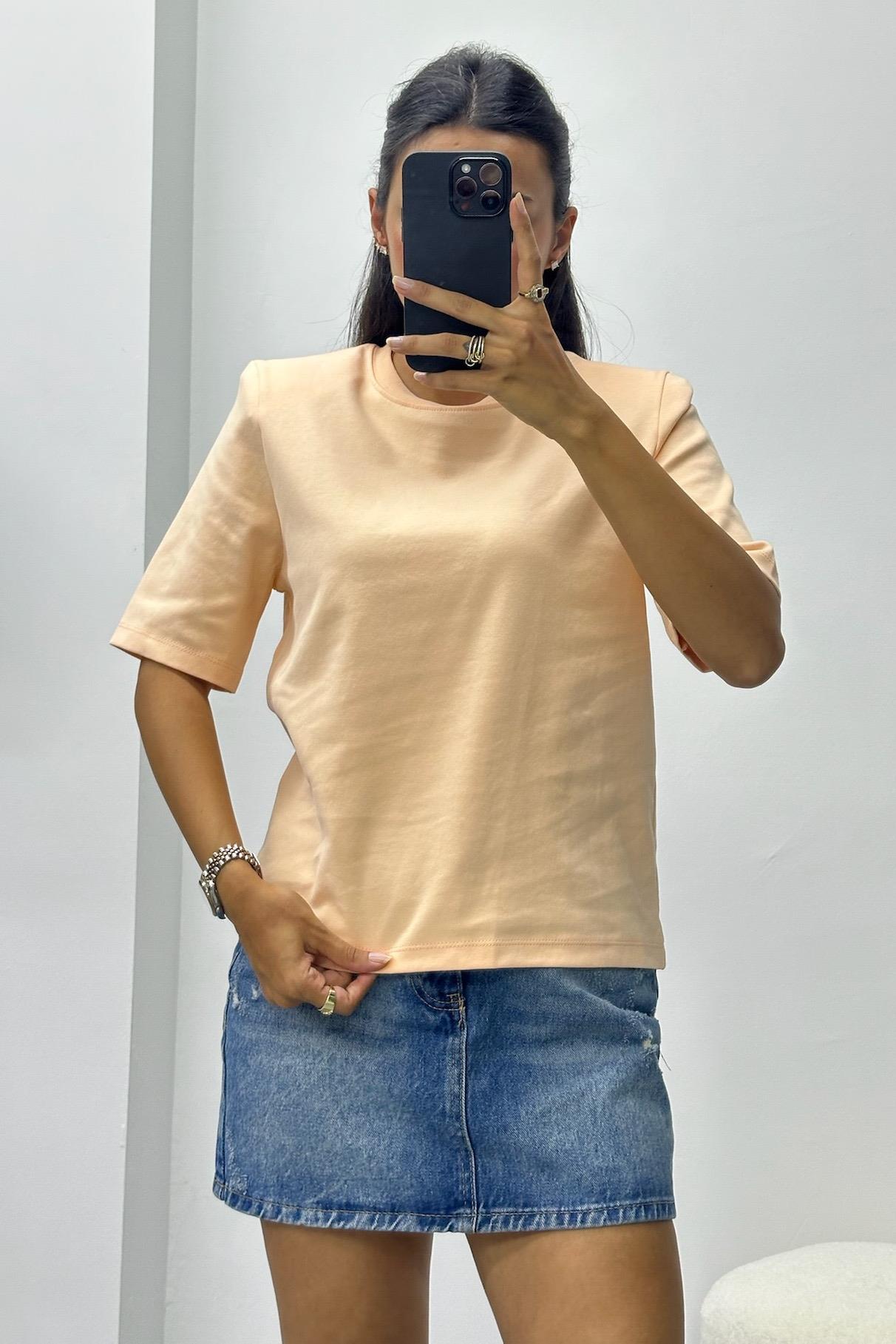 Vatkalı Kısa Kol Somon Basic Tshirt