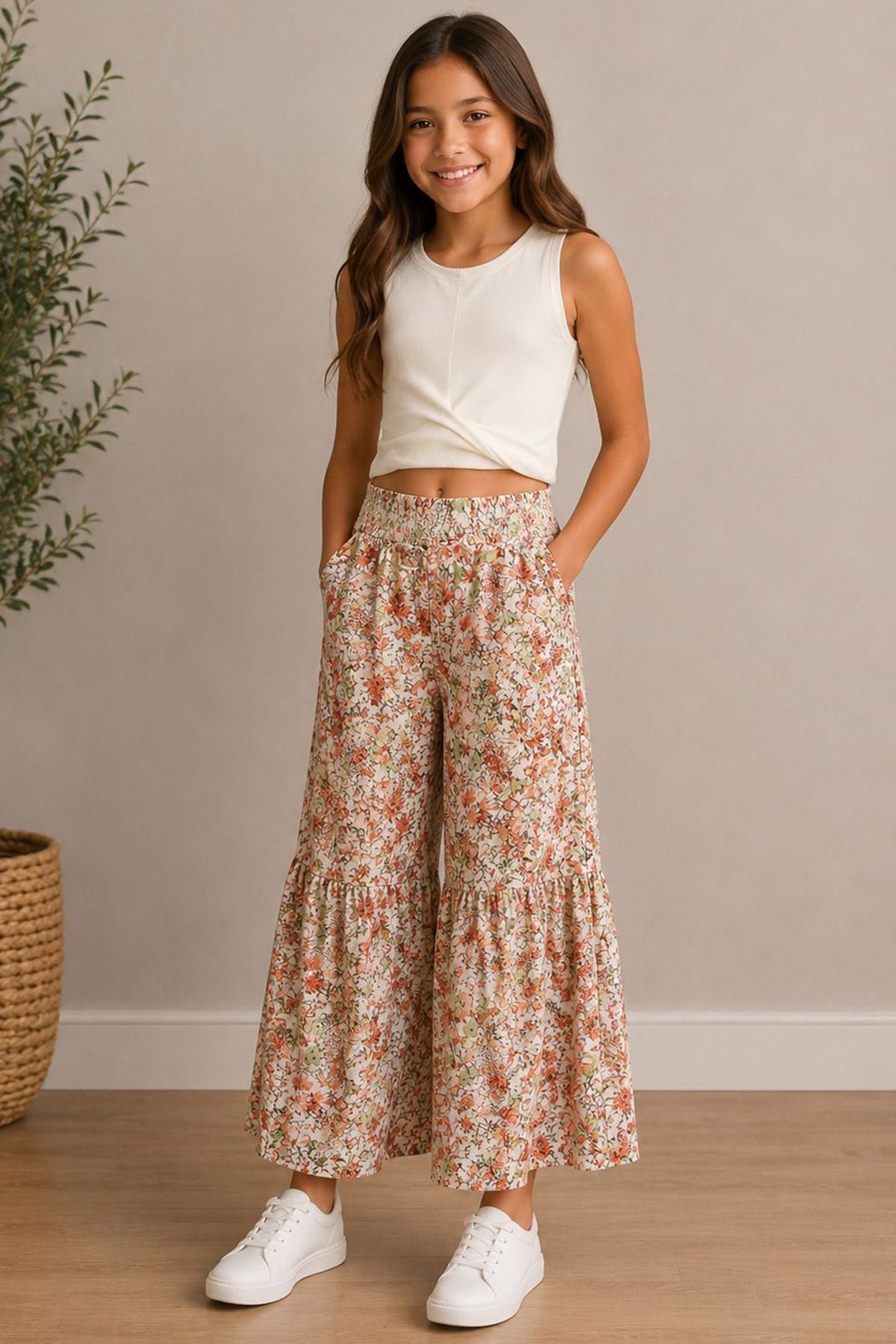 Beli Lastikli Bol Paça Tril Pantalon