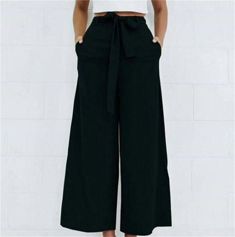 Beli Bağlamalı Kısa Paça Bol Pantalon
