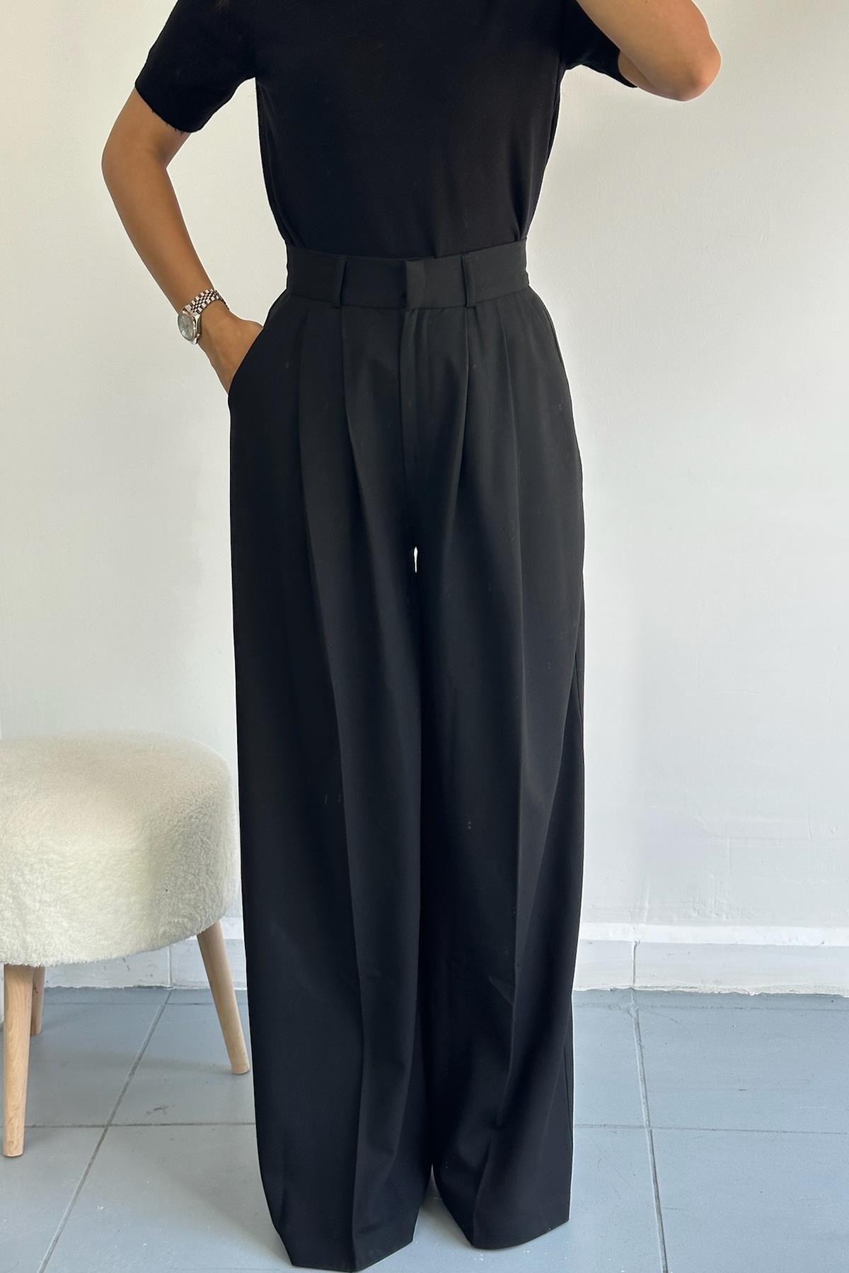 Siyah Palazzo Pantolon