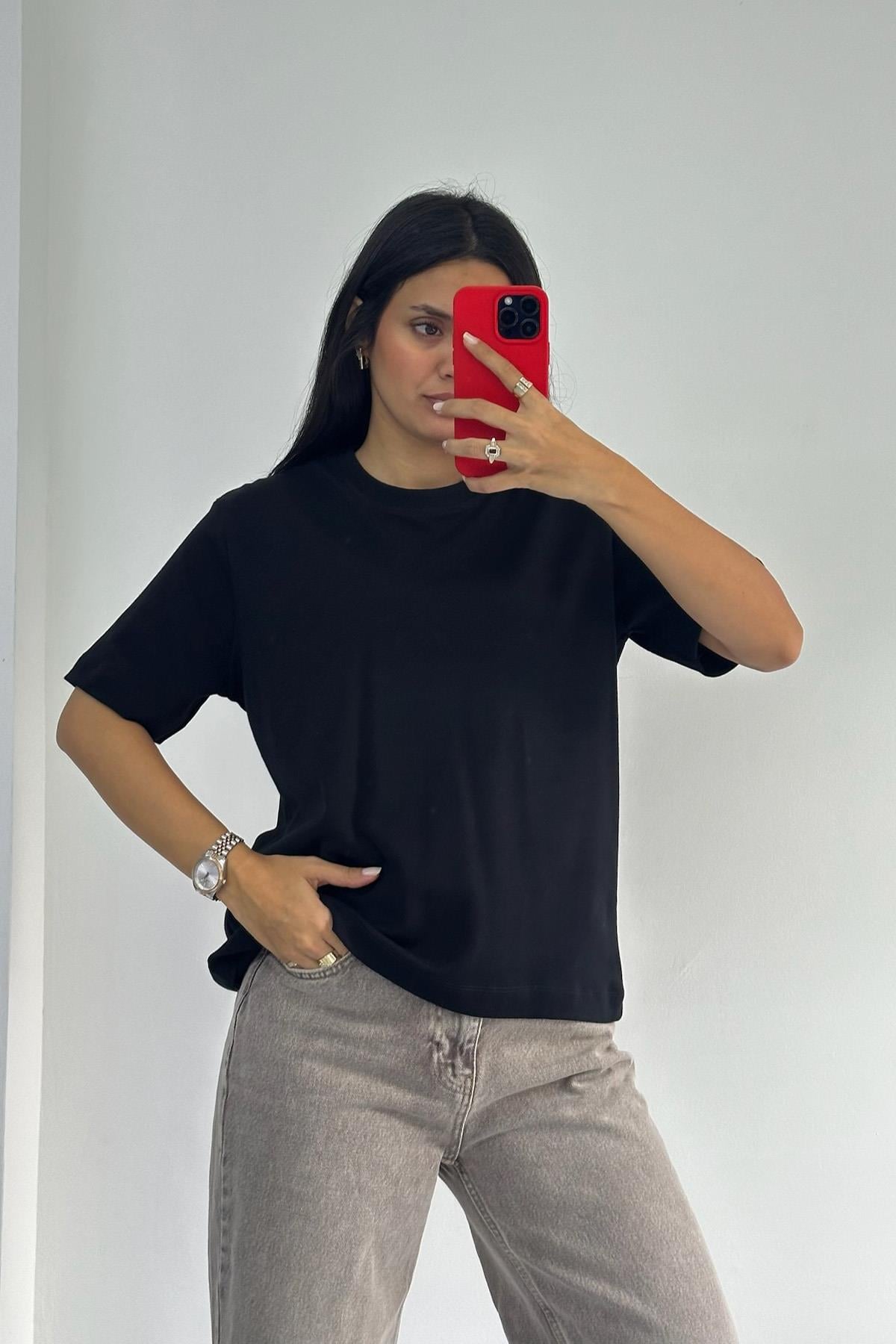 Yumuşak Dokulu Siyah Cos Tshirt