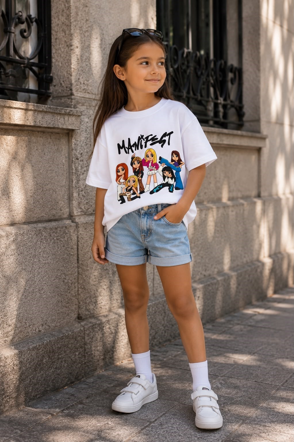 Karikatür Baskılı Manifest Tshirt