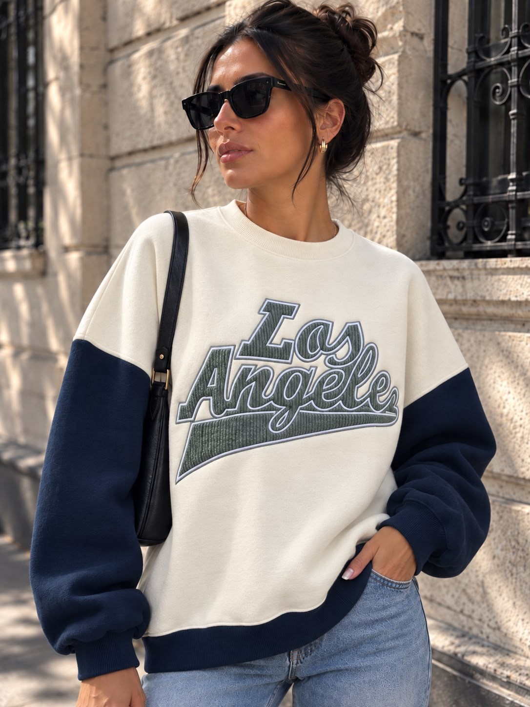 Los Angeles Kadife Yazılı Sweatshirt