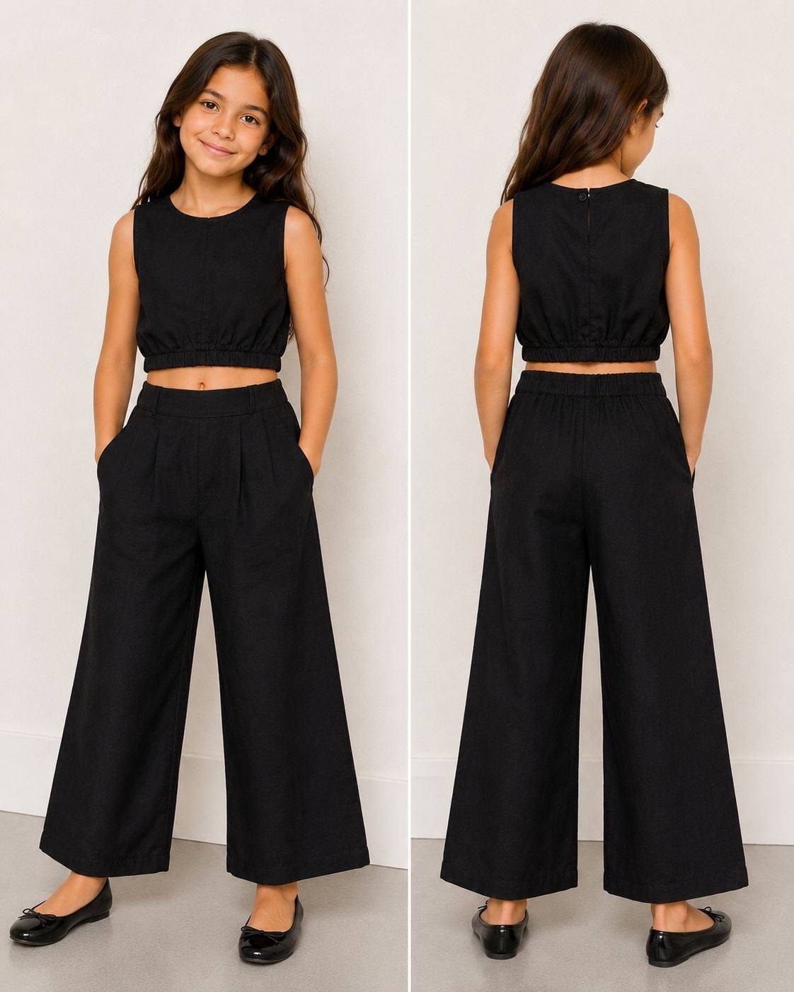 Siyah Crop Pantolon Takım