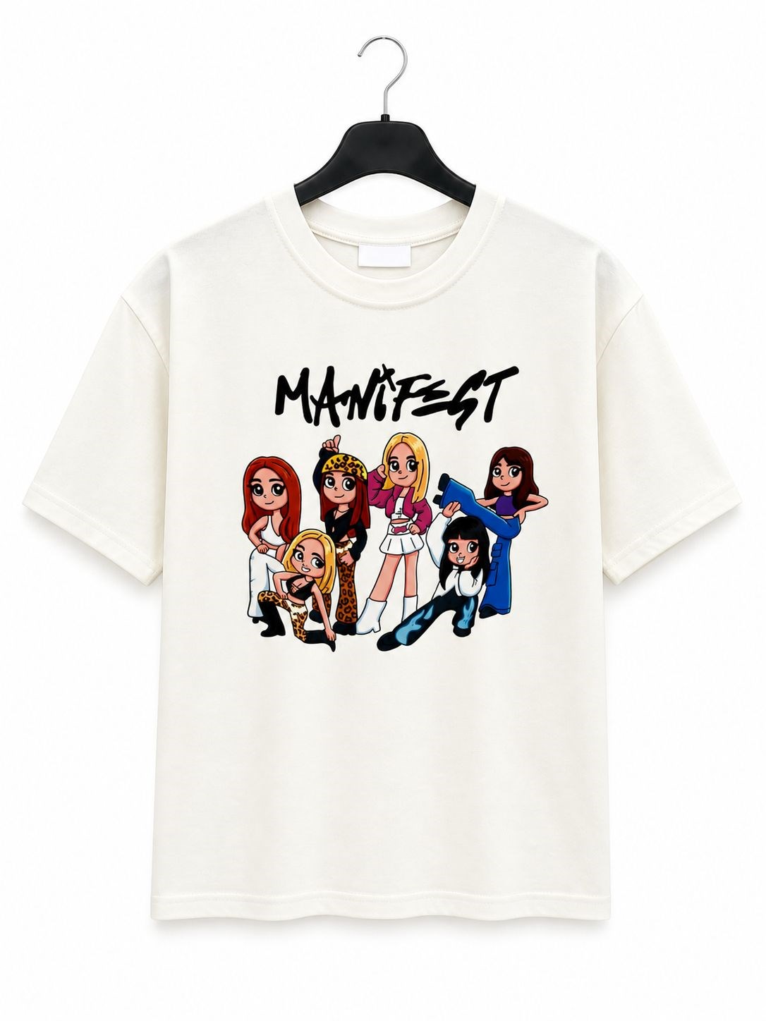 Karikatür Baskılı Manifest Tshirt