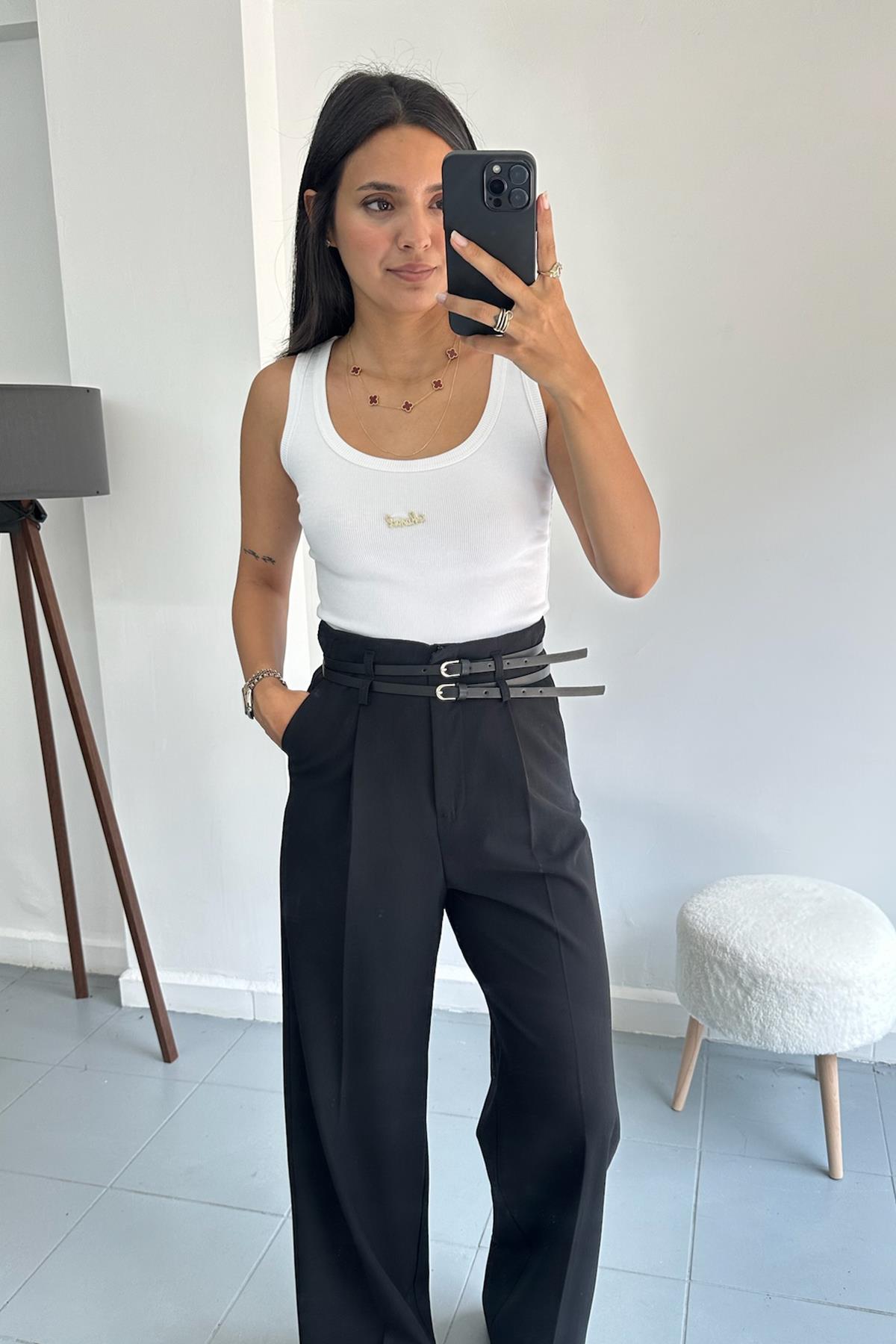 Taş Logolu Fitilli Beyaz Atlet