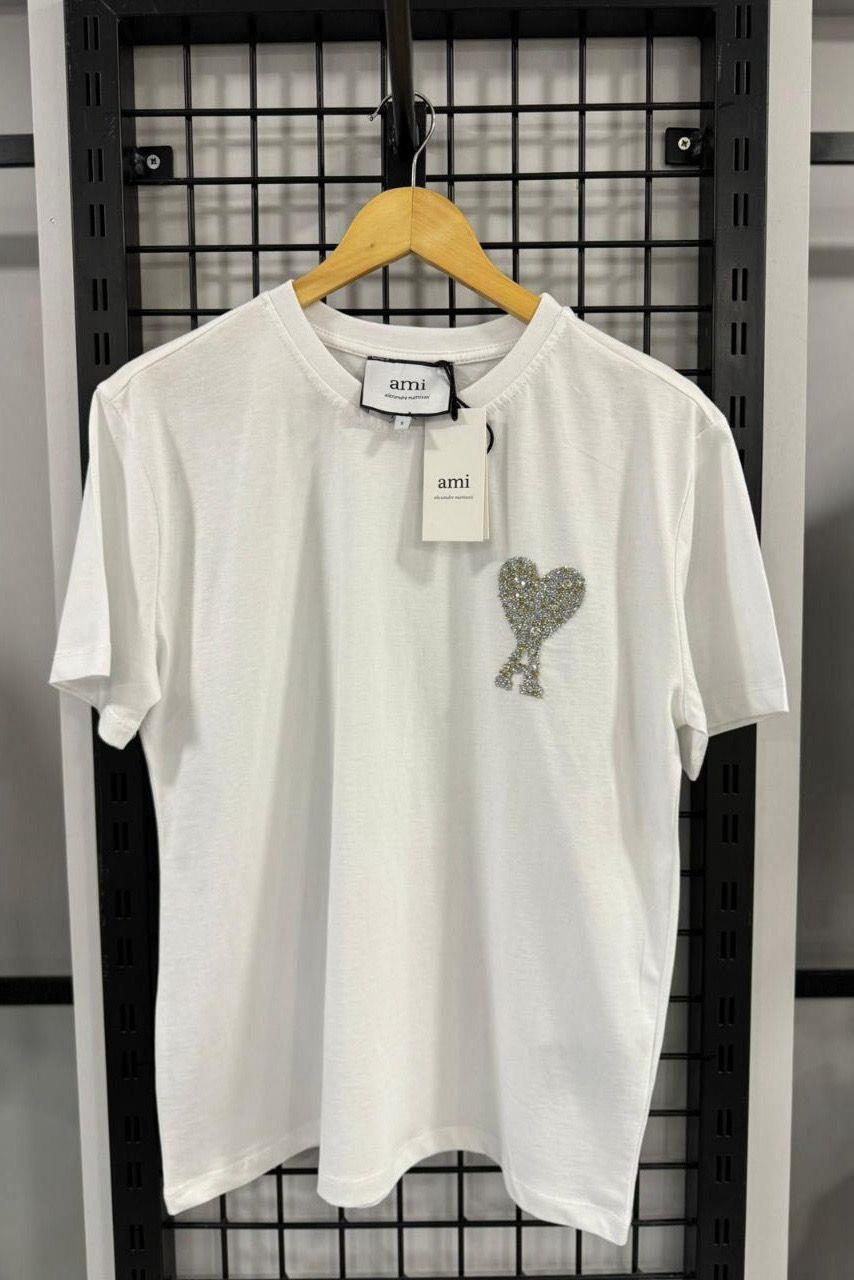 A Harfli Taşlı Beyaz TshirtTSHİRT