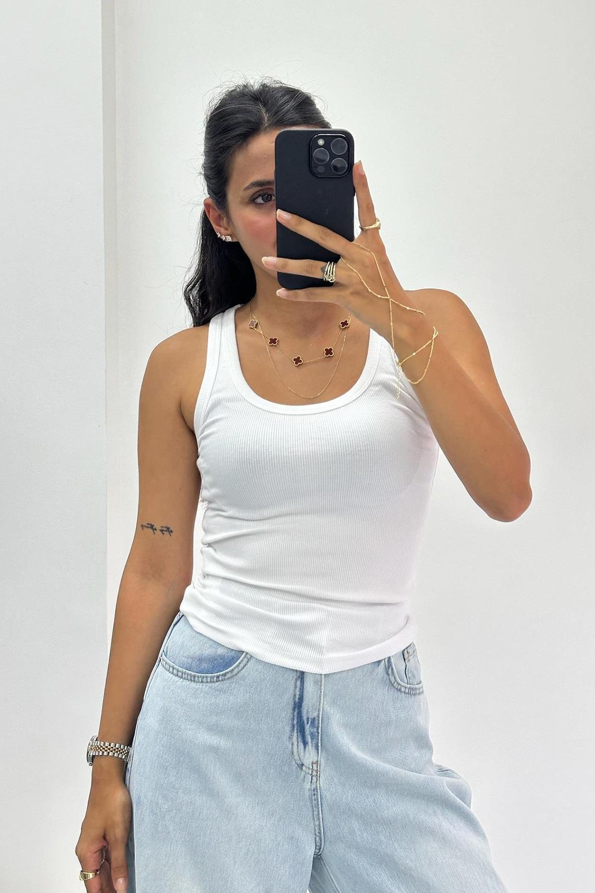 Askılı Fitilli Beyaz Crop 