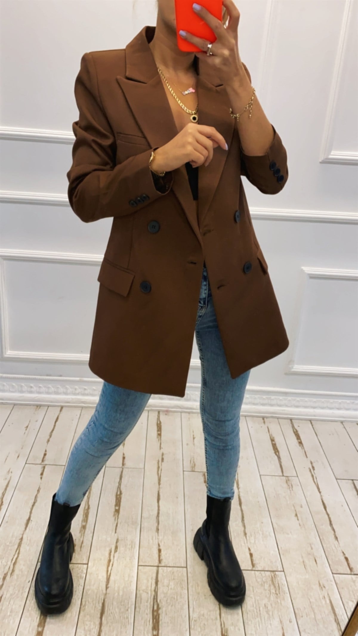 Acı Kahve Kruvaze Balzer CeketMONT/CEKET