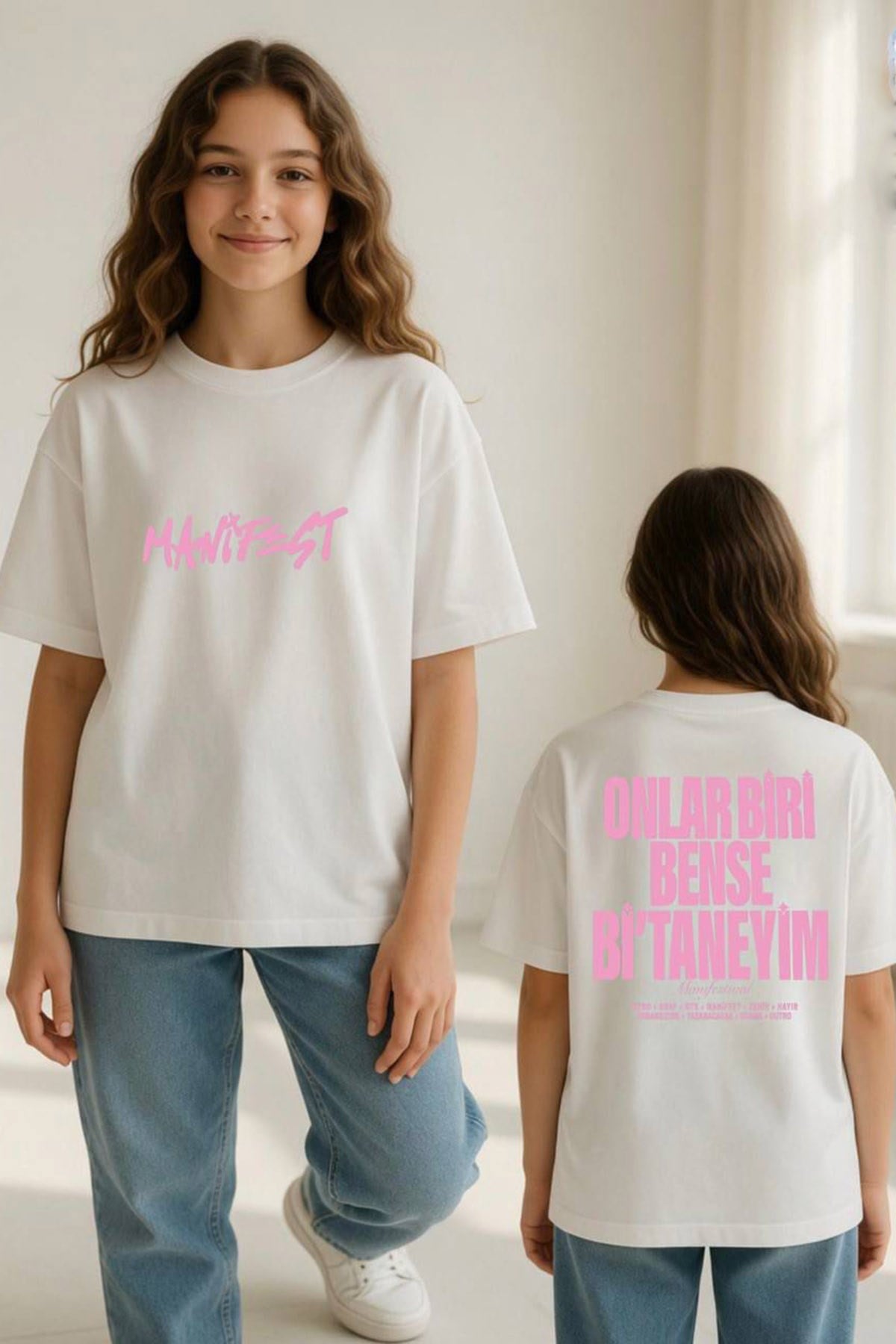 Pembe Yazılı Manifest Tshirt