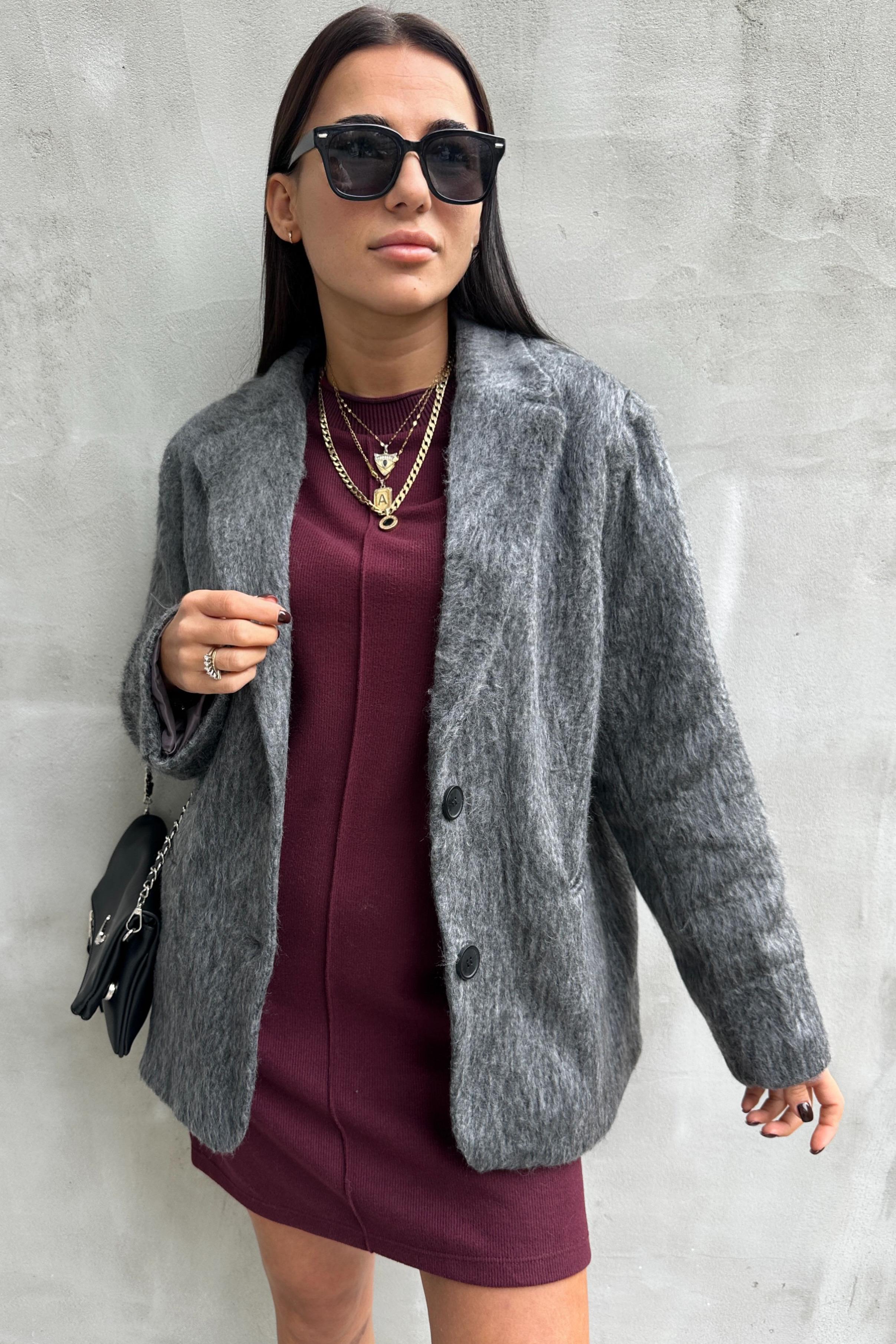 Antrasit Kaşe Blazer Ceket MONT/CEKET