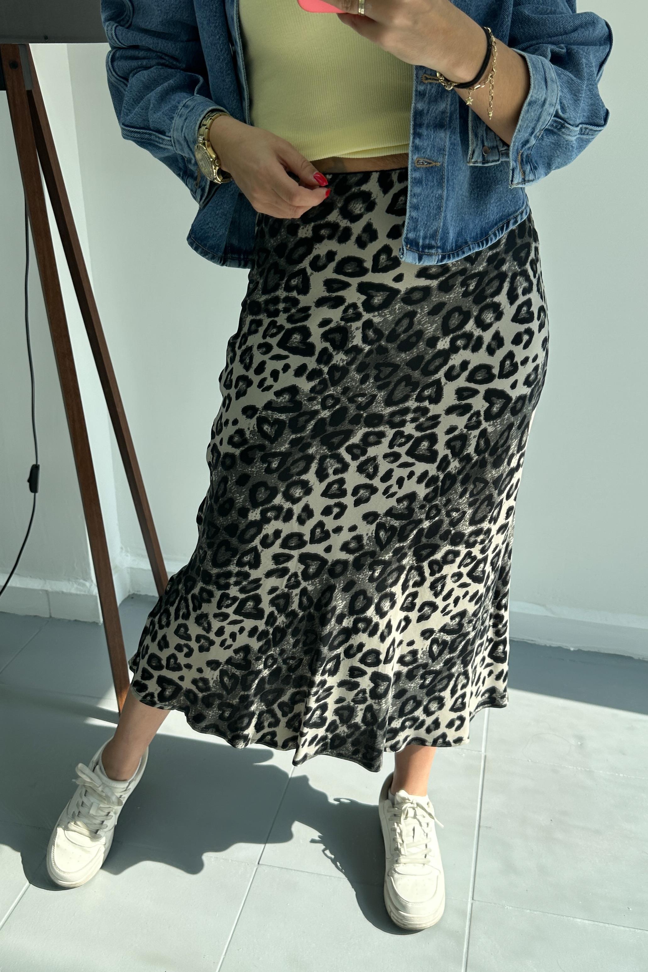 Antrasit Leopar Desen Saten EtekETEK