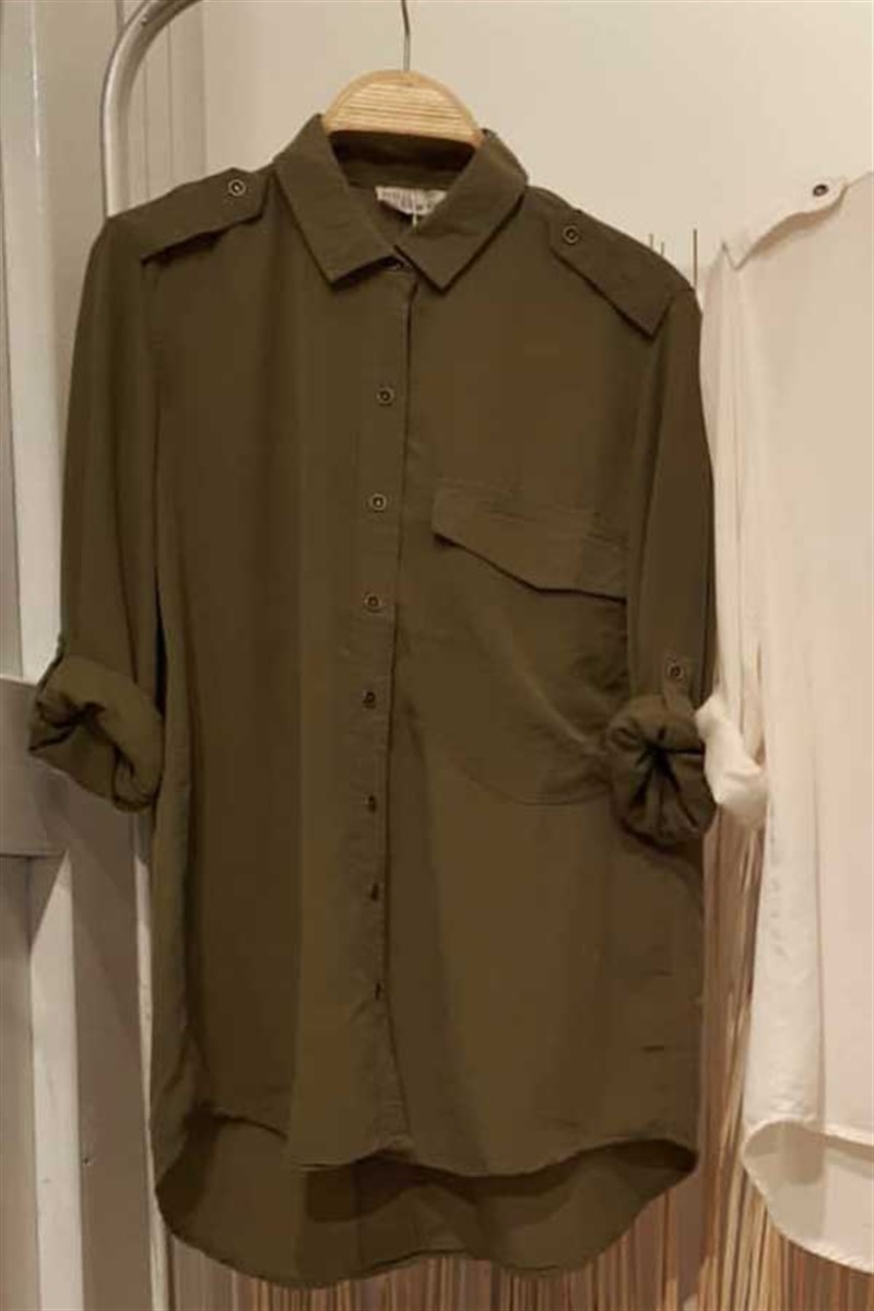 Apoletli Keten Gömlek