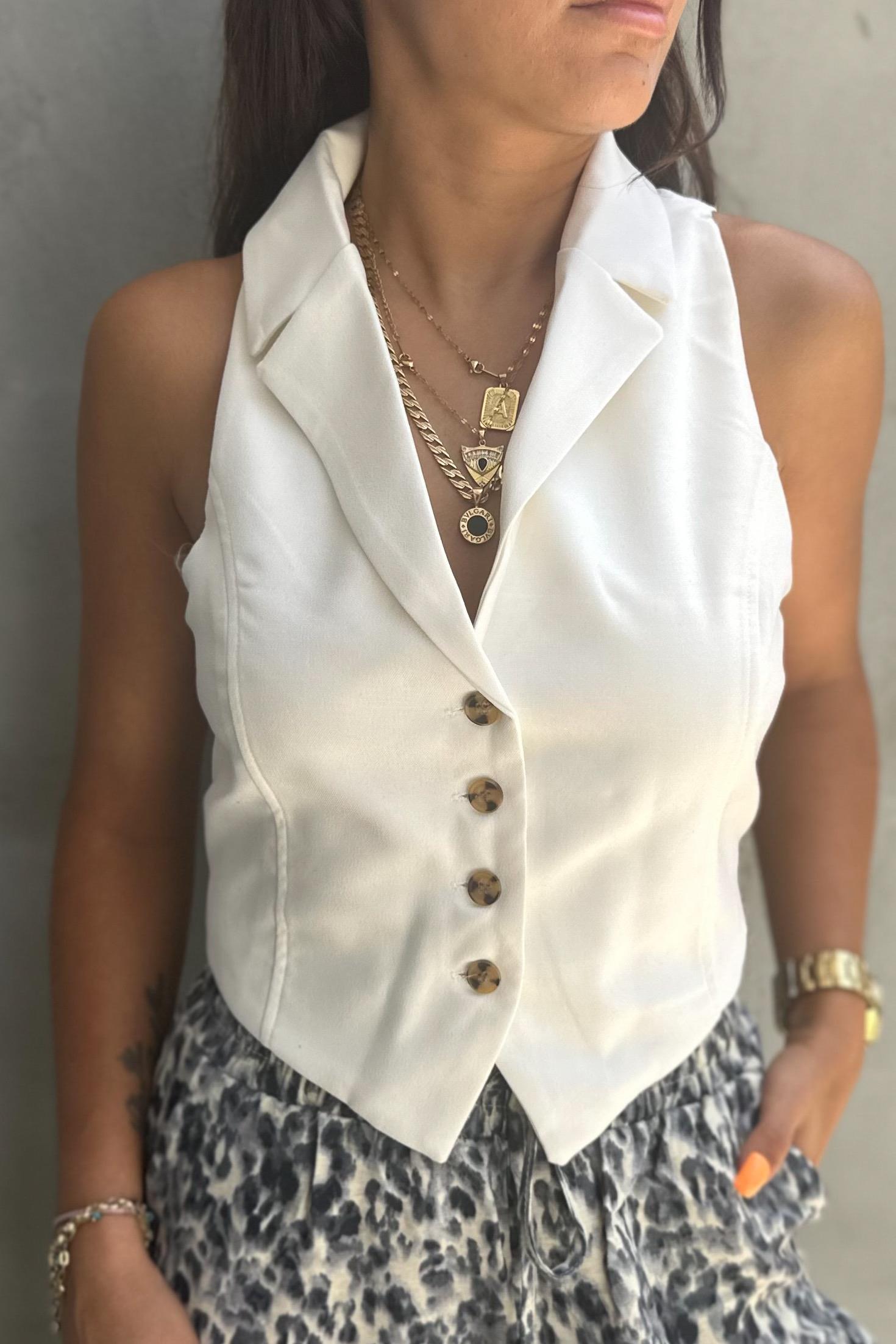 Arkası Bağlamalı Beyaz YelekMONT/CEKET