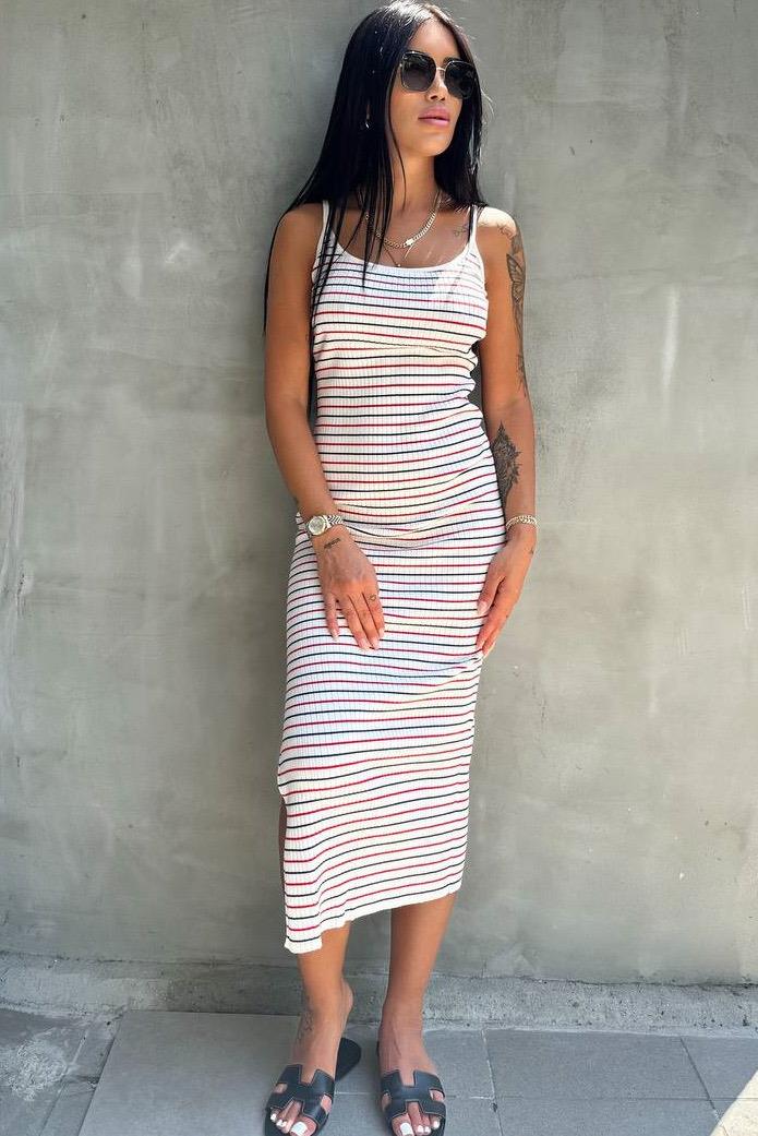 Askı Çizgili ElbiseELBİSE