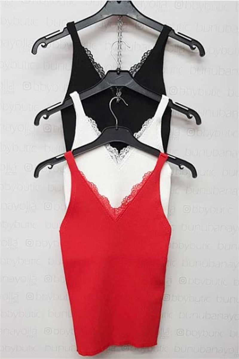 Askılı Dantel Detay Kaşkorse Bluz