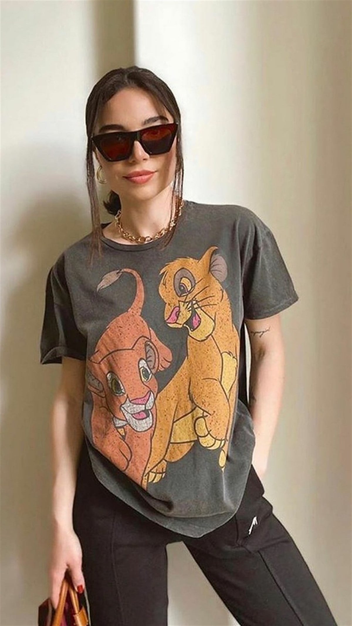 Aslan Baskılı Yıkamalı Tshirt