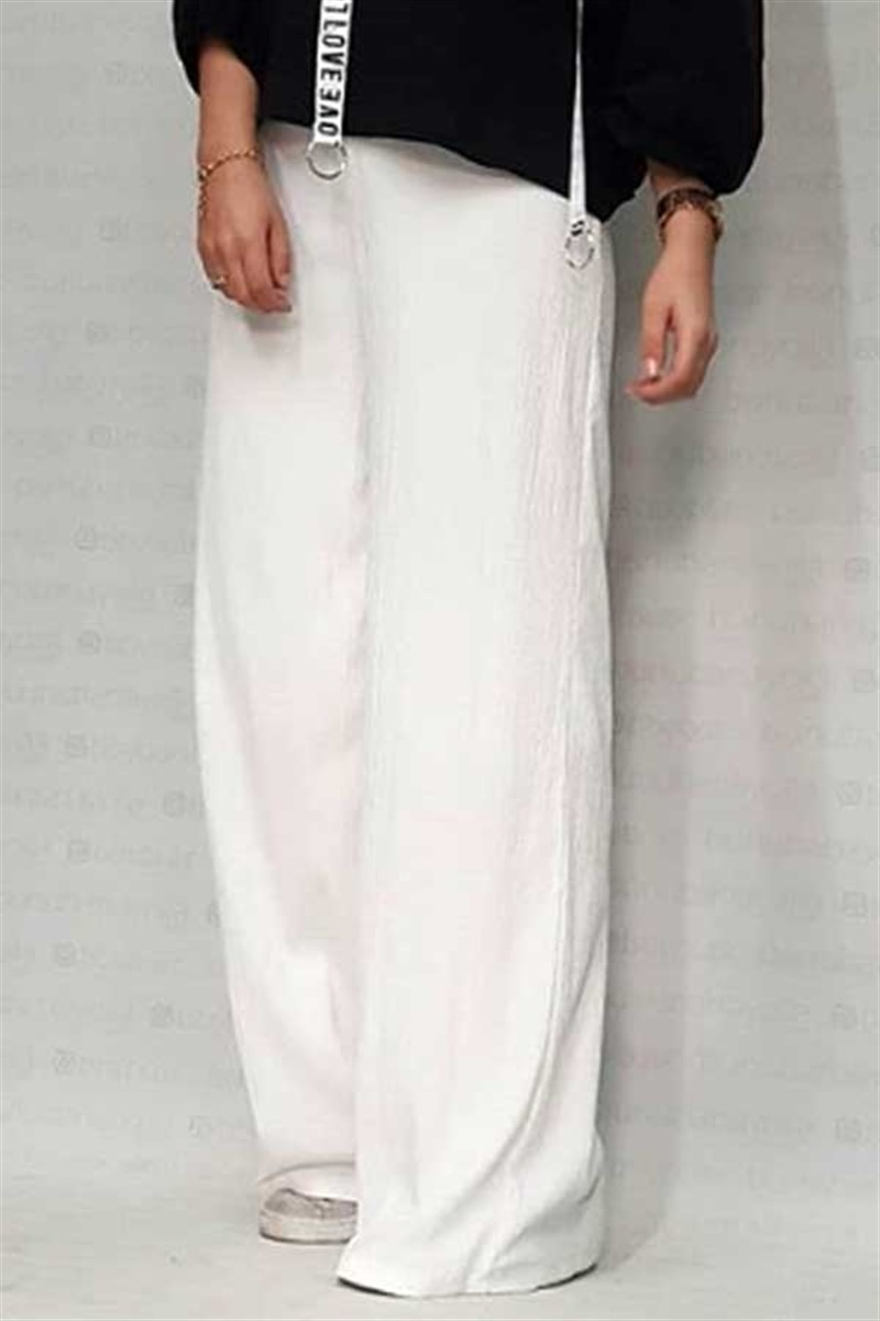 Astarlı Beyaz Salaş Pantalon