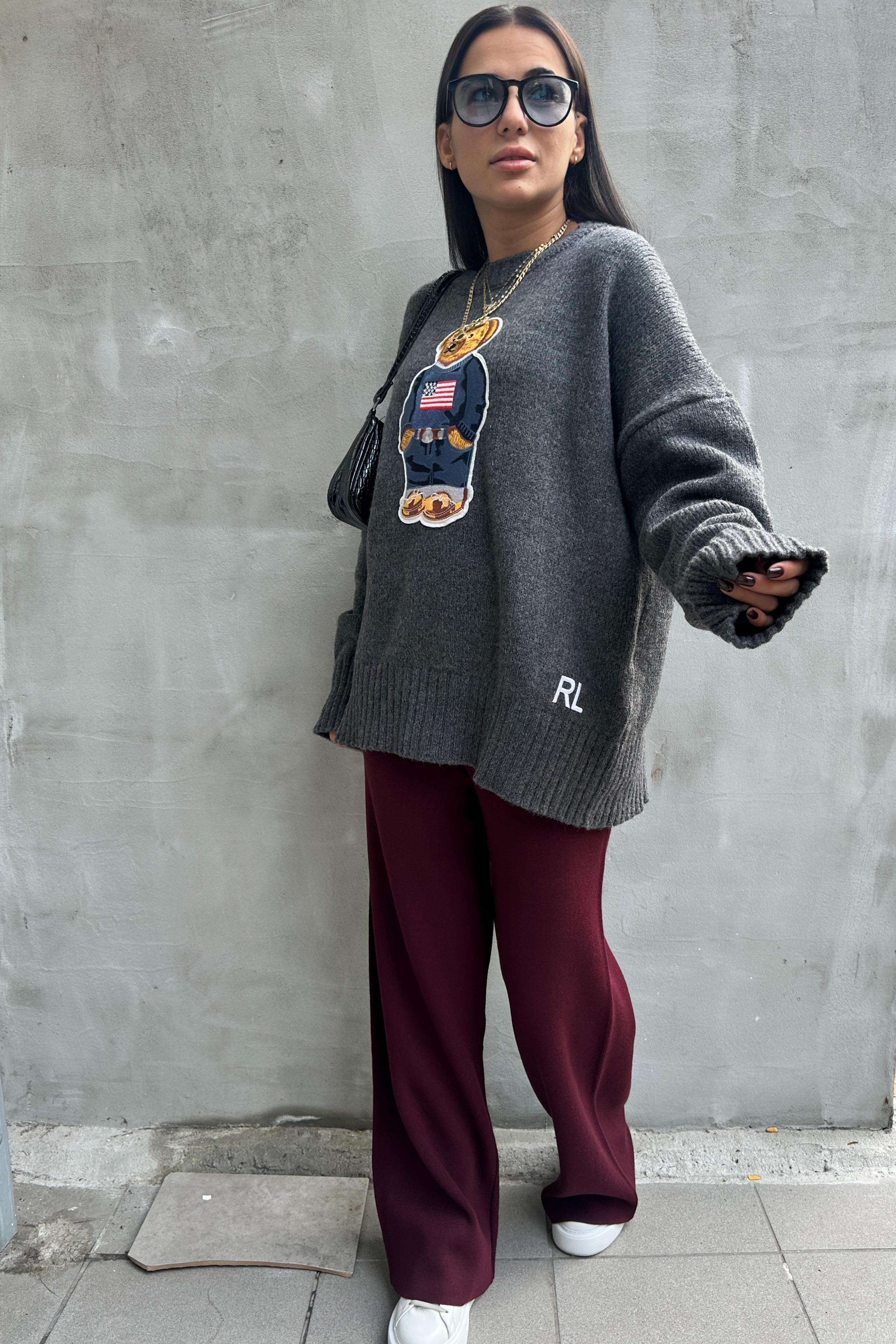 Ayıcıklı Oversize Antrasit KazakKAZAK