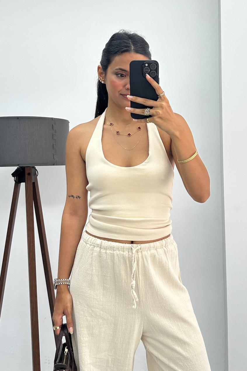 Halter Yaka Boyundan Bağlamalı Taş Top 