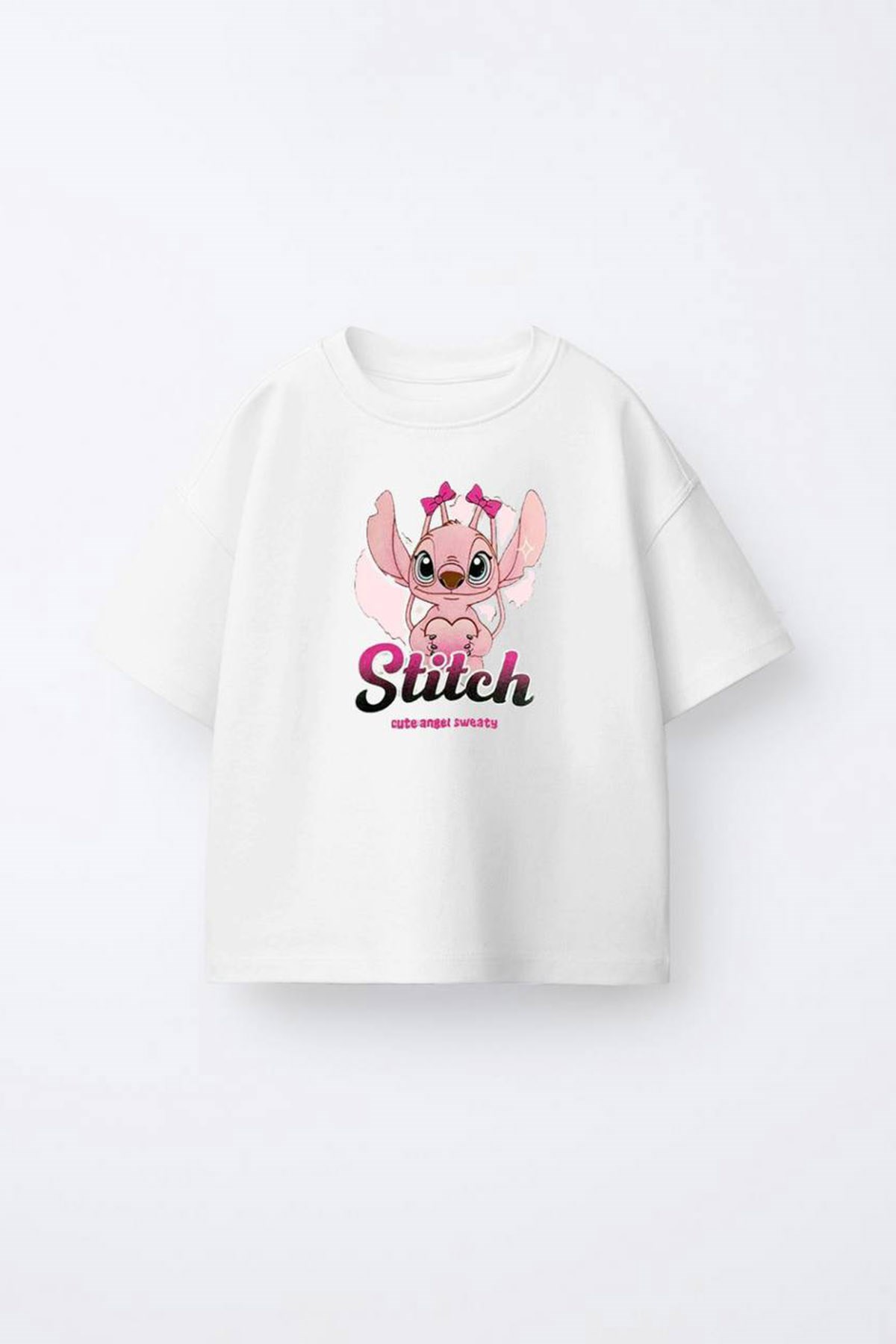 Stitch Baskılı Beyaz Tshirt