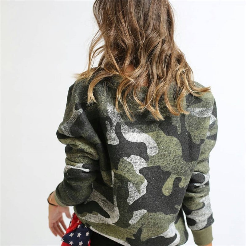 Bağcık Detaylı Kamuflaj Sweat