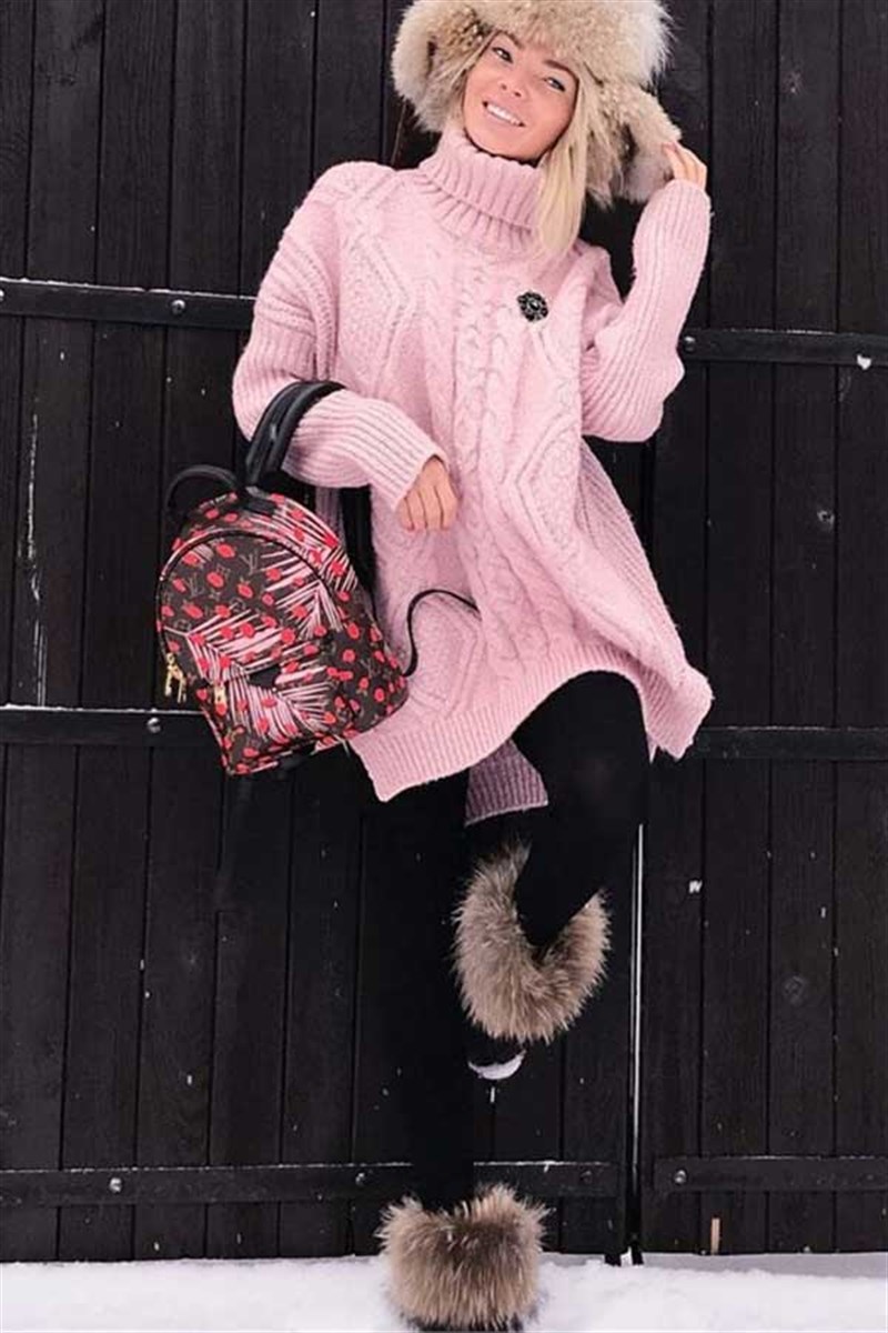 Balıkçı Yaka Kalın Örme Kazak