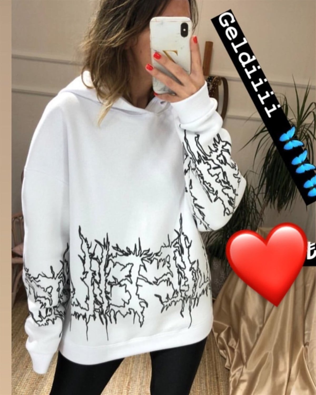 Baskılı Kapşonlu Sweatshirt