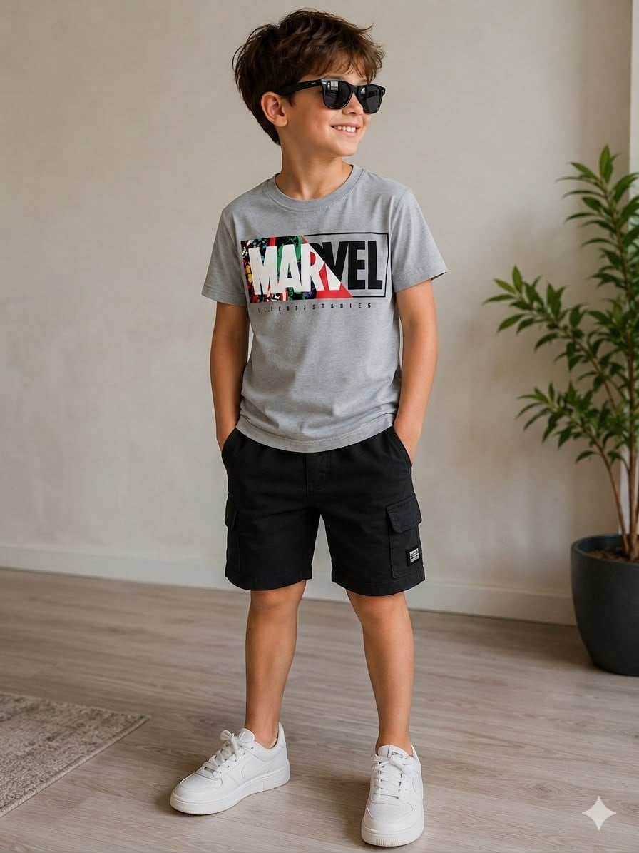 Süper Kahraman Baskı Füme Tshirt