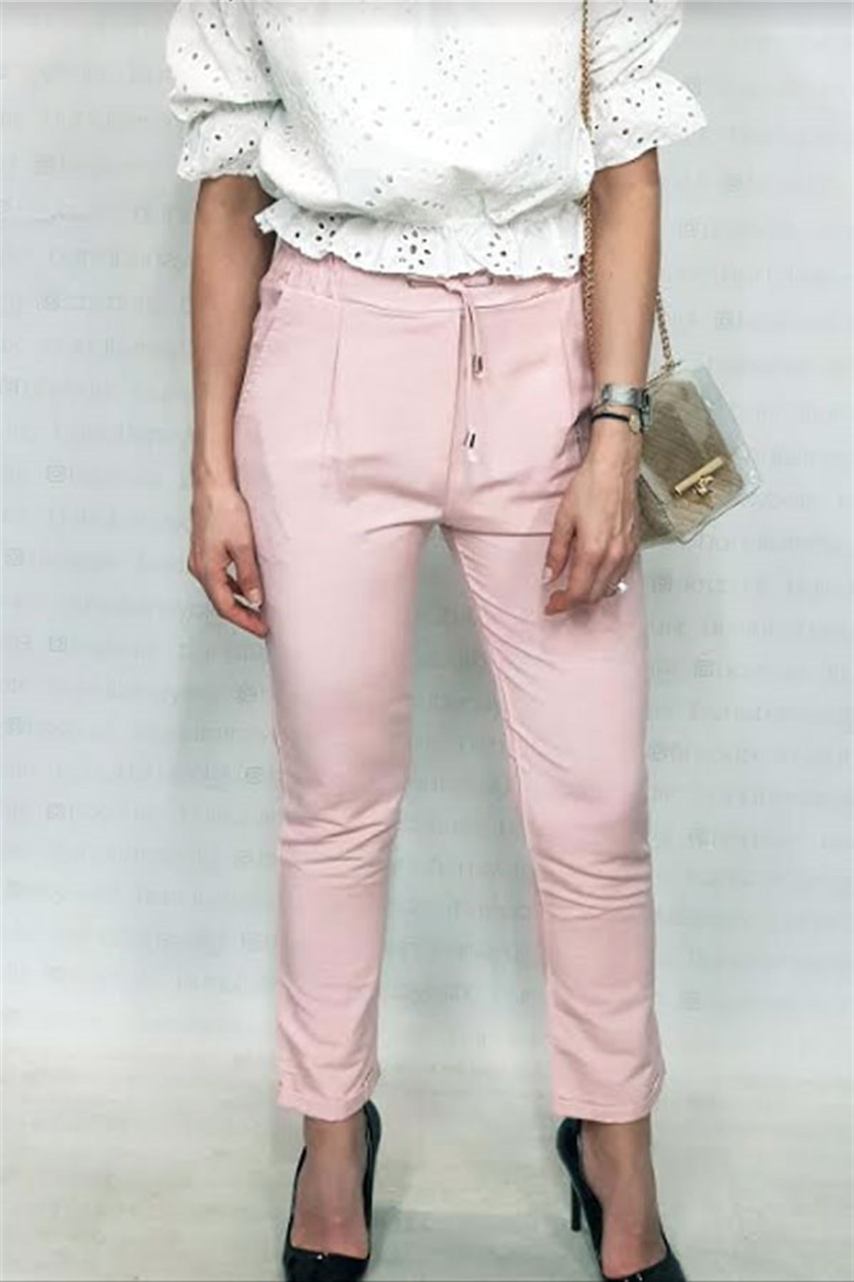 Beli Lastikli Bağcıklı Basic Havuç Pantalon