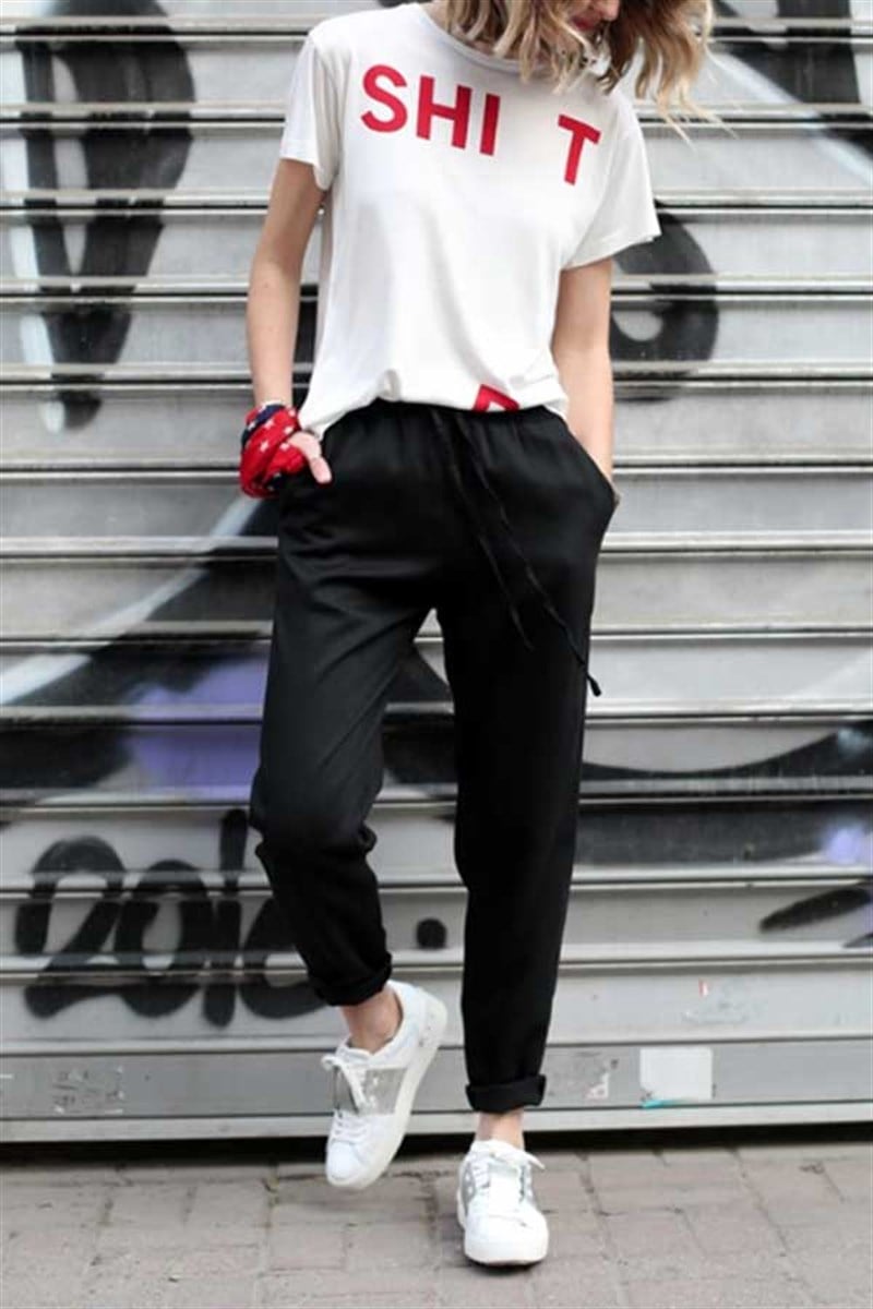 Beli Lastikli Canvas Pantalon