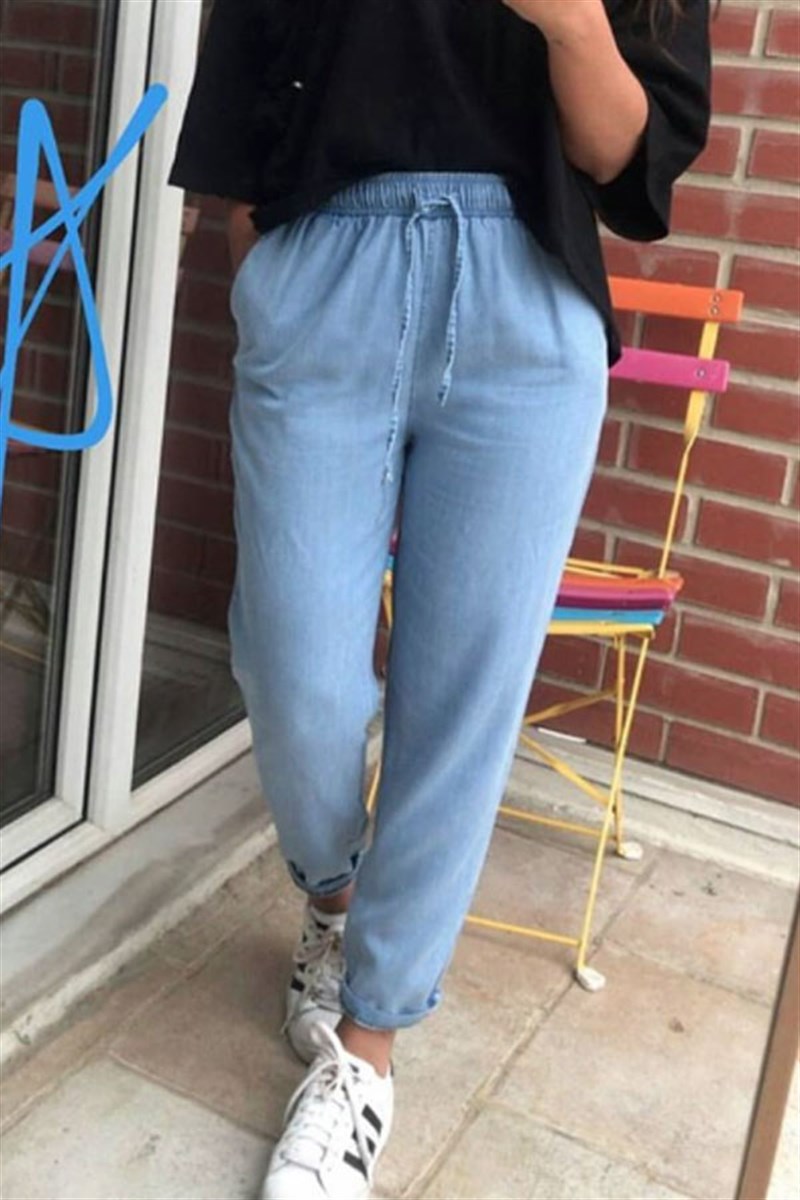 Beli Lastikli Havuç Denim Pantalon