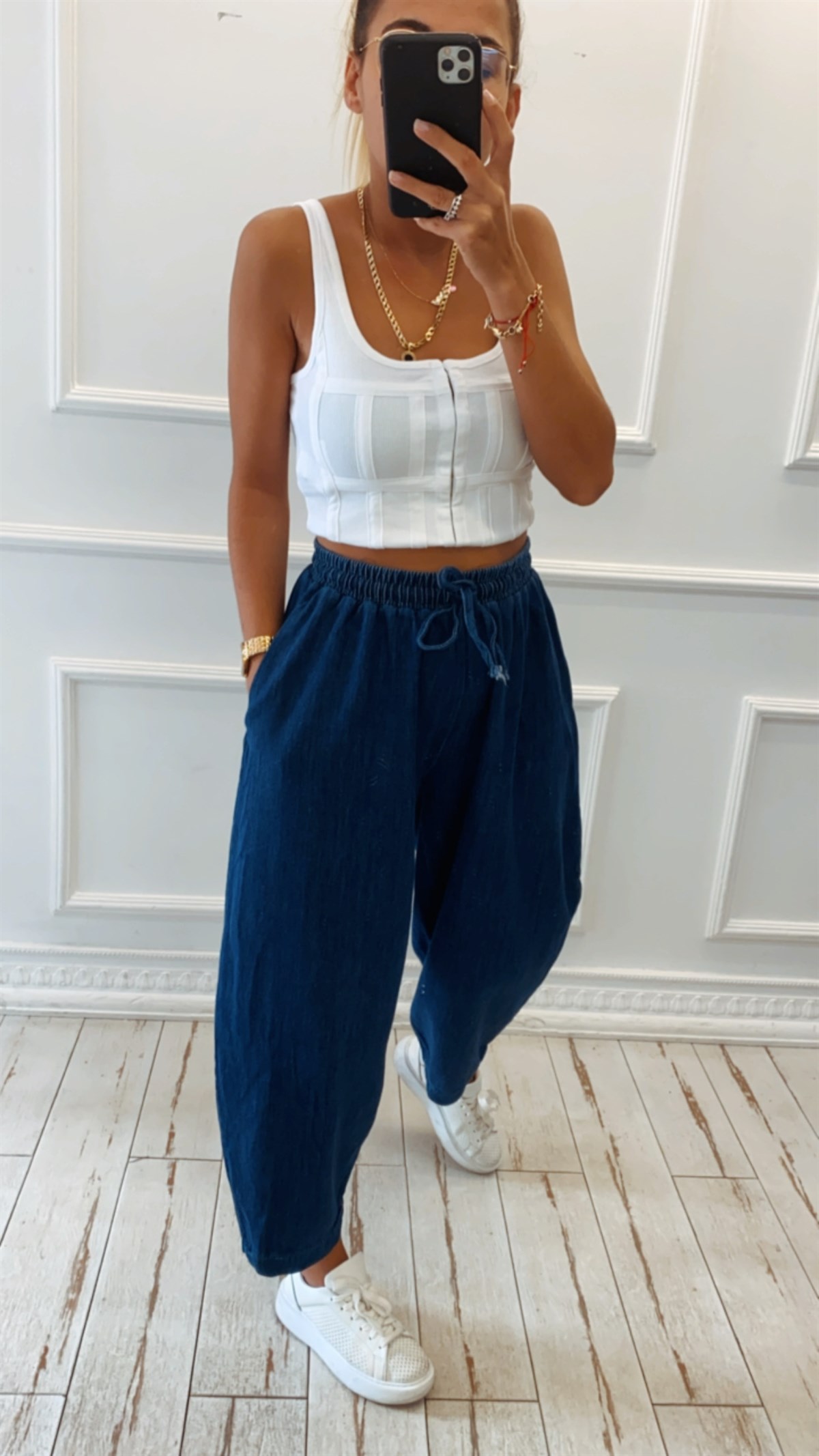 Beli Lastikli Jean Şalvar